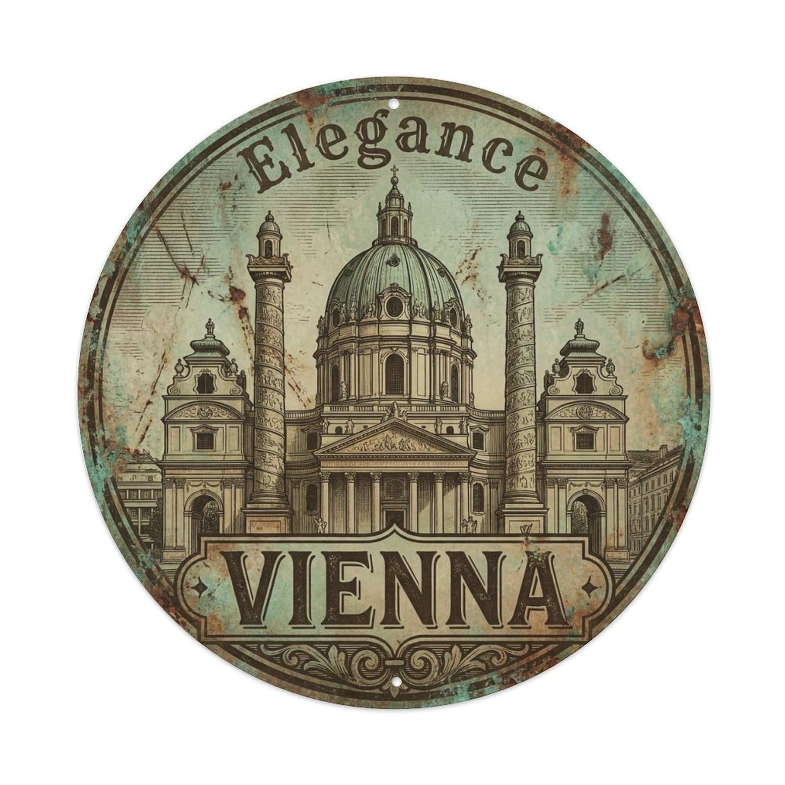 Yrnq 8X8inch Vintage Style Vintage Travel Vienna Austria Symbol 1 Metal Tin Sign