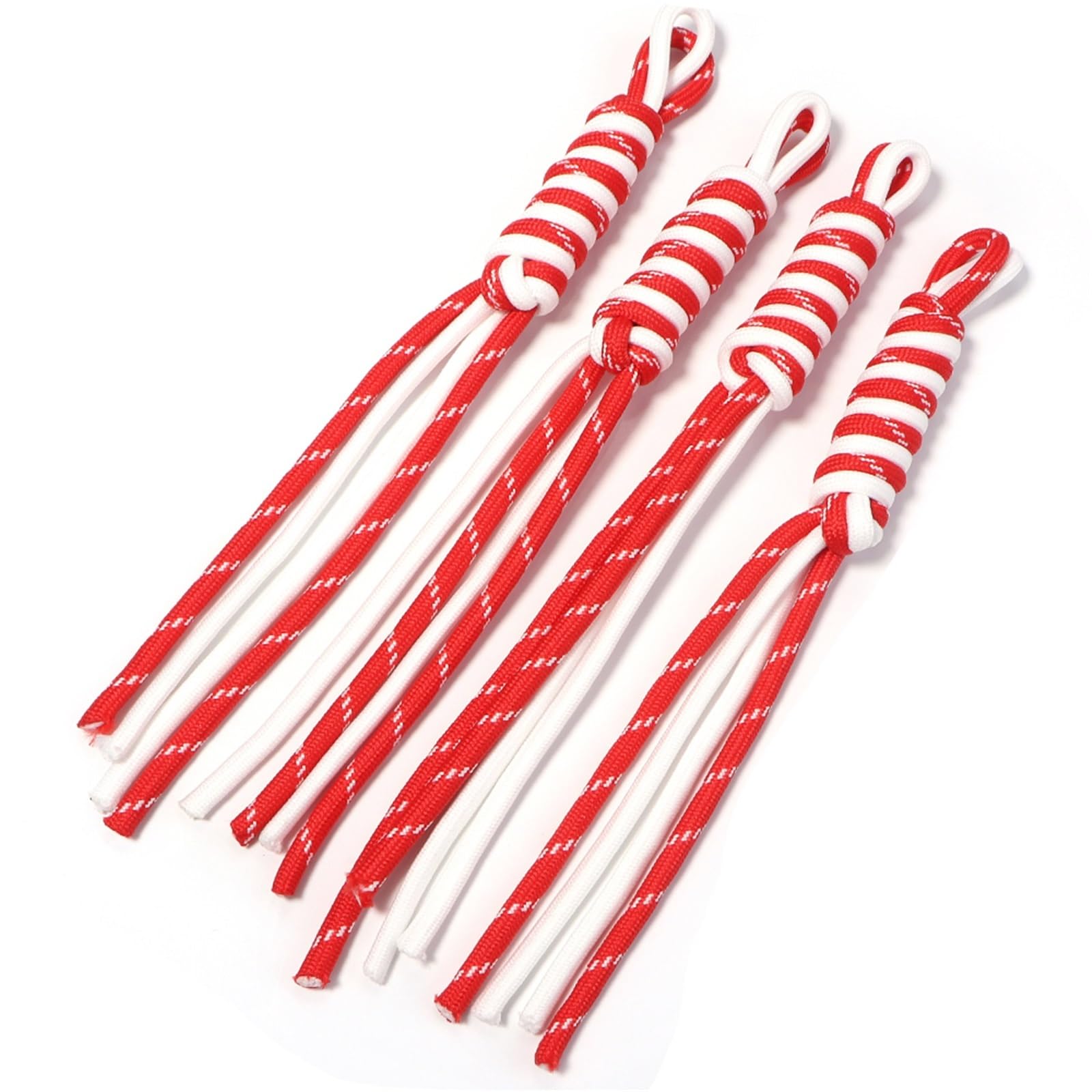 Nylon Cord Thread 20pcs Multicolor Braided Lanyard Keychain Anti Lost Knot Polyester Rope For DIY Handmade Keyring Bag Decoration Accessories for Bracelets Macrame(Red)