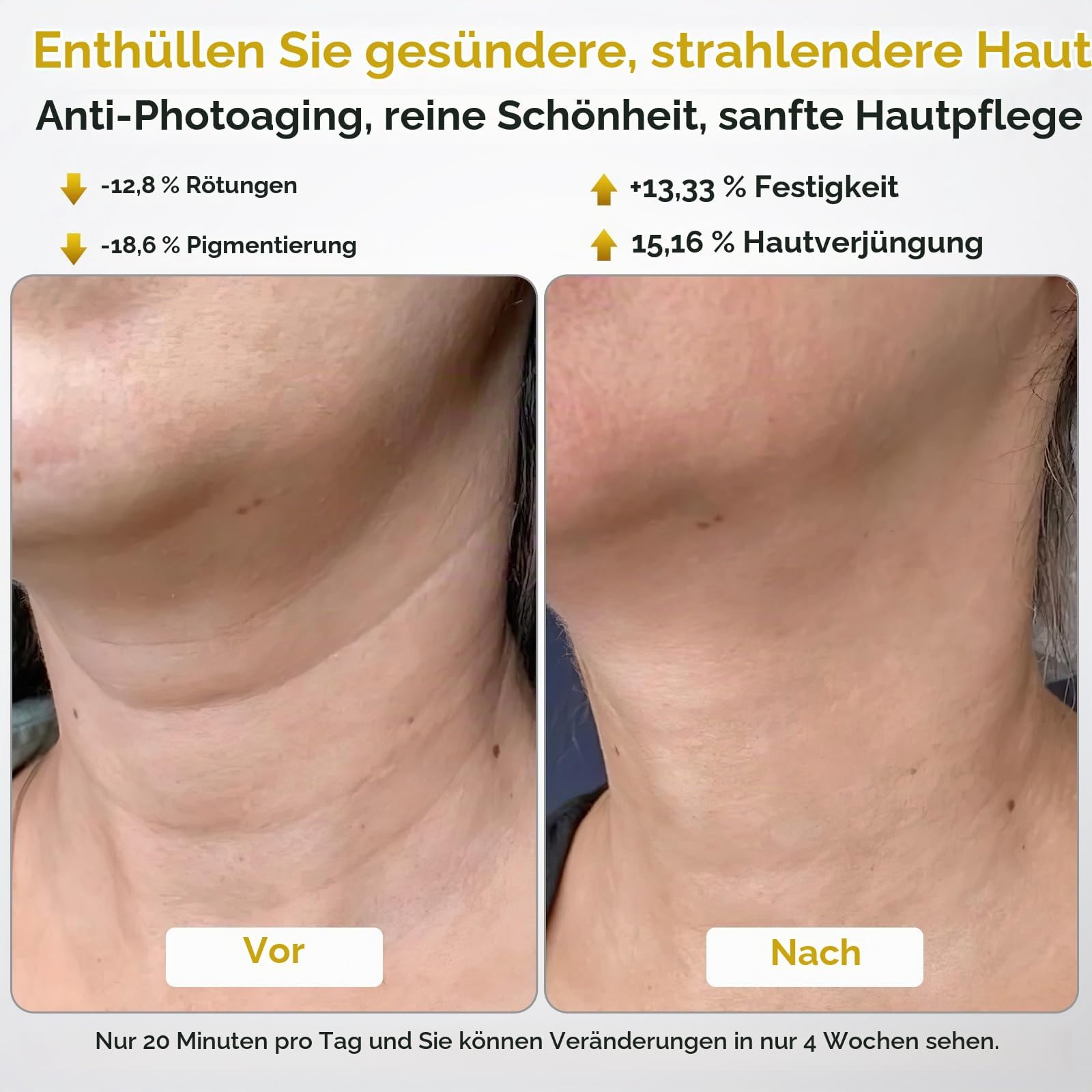 LED Maske Gesicht und Hals, 7 Farben 5 Helligkeitsstufen