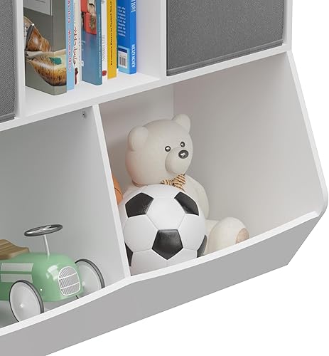 Miniatura 6 de Zacis Estantería para niños, estante para libros para niños con cajones de tela plegables, organizador de almacenamiento de juguetes, estantería