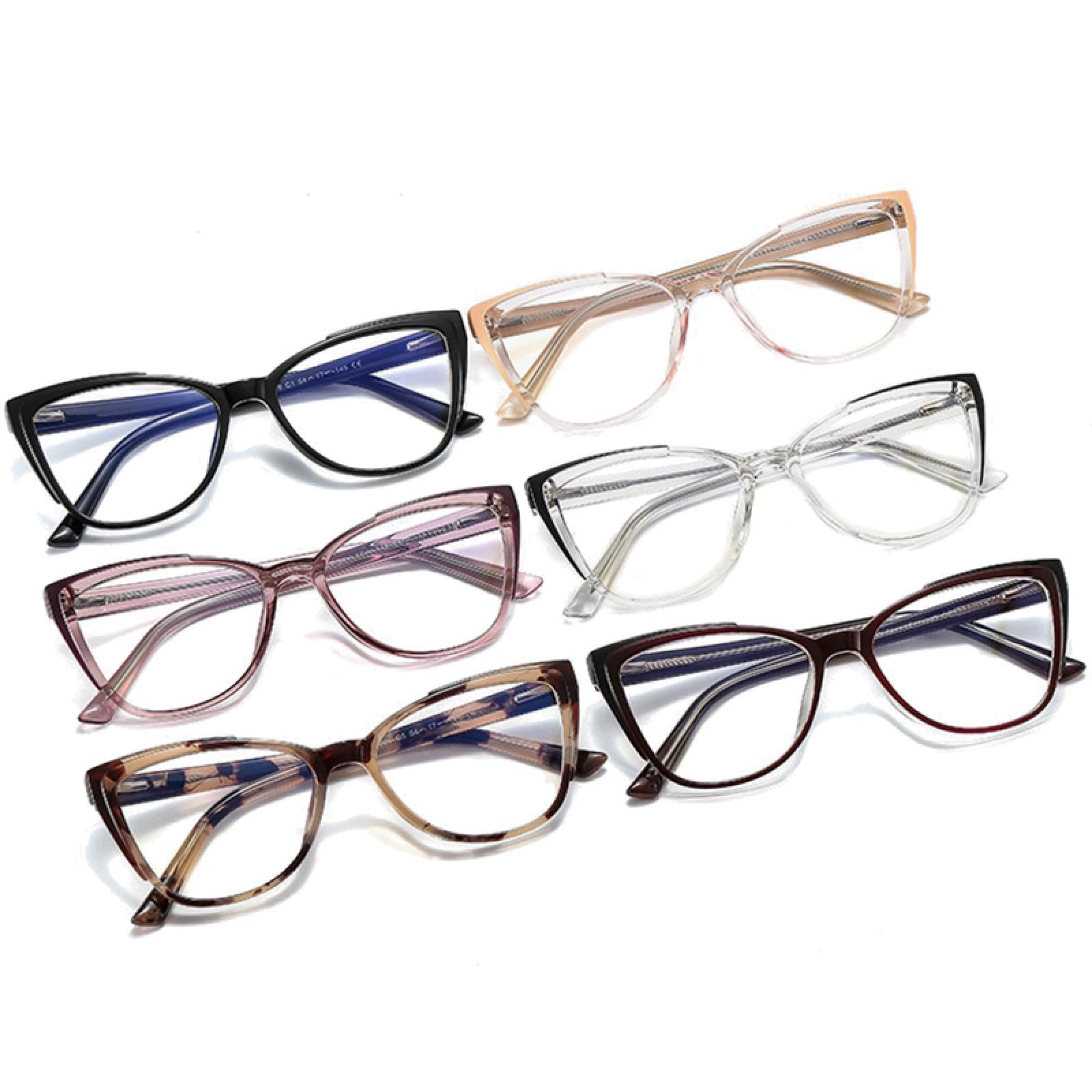 Montatura da donna con montatura retrò Cat Eye, moda, anti luce blu, cerniera a molla, montatura da uomo, braccio in filo di acciaio inossidabile