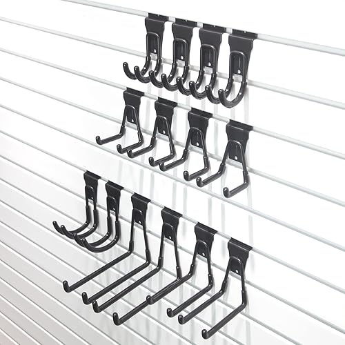 Miniatura 4 de ATOOLA Accesorios de pared de garaje, ganchos de pared de listones de varios tamaños, accesorio de pared de listones de alta resistencia