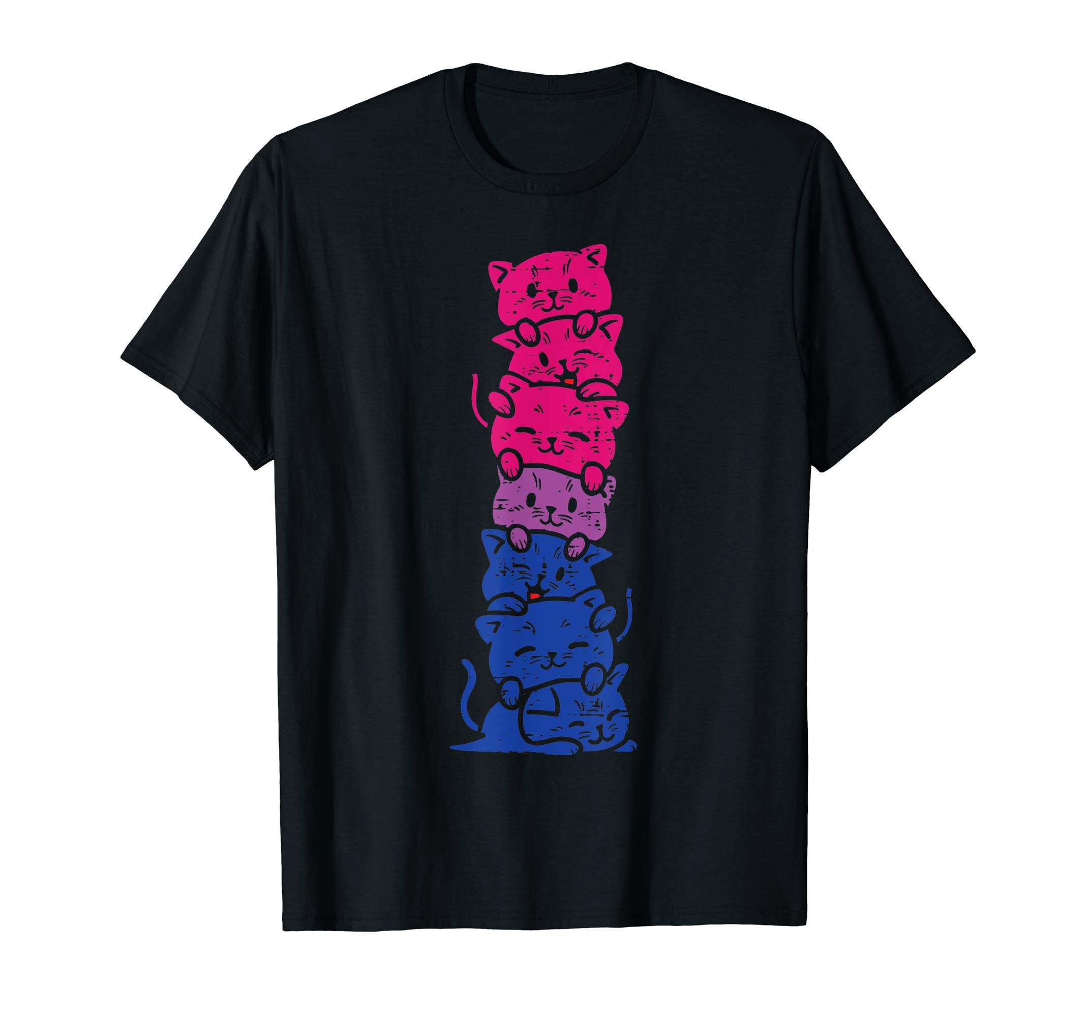 Cat Stack Bisexual Pride Cute Bi Flag LGBT Animal Lover Gift T-Shirt