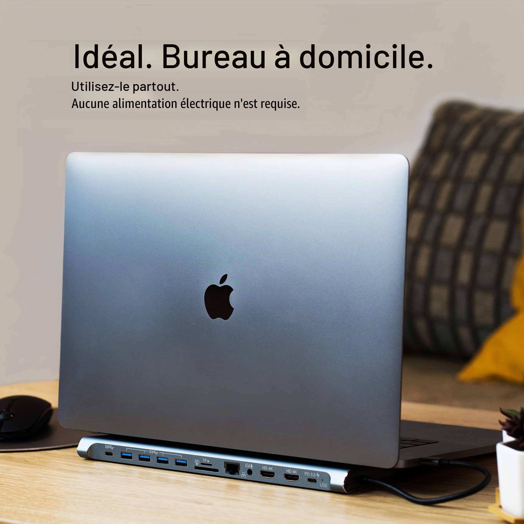 XtremeMac Adaptateur Hub USB-C 12 en 1 - Station d'accueil pour Apple MacBook Type C, Ethernet, 4X USB 3.0, 2X USB C PD, 2X 4K HDMI, Micro Audio, Lecteur Carte SD/TF