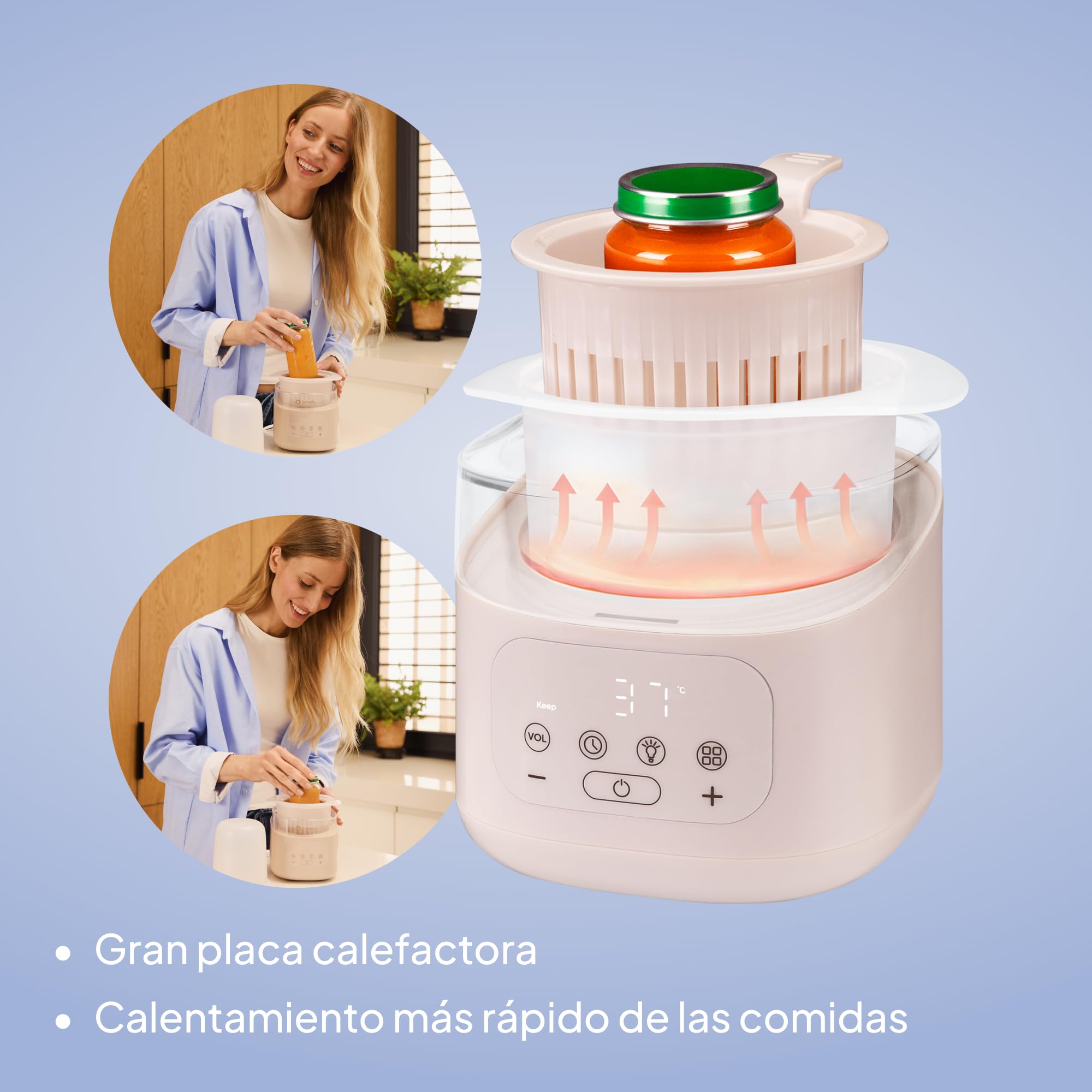 Lionelo Thermup 4.0 Calienta Biberones Y Tarritos 6 En 1, Calentamiento Rapido, Esterilizacion, Descongelacion, Mantener Caliente, Recipiente Extraible, Apagado Automatico, 400 W