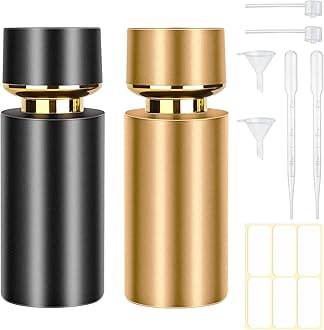 Gsteng 2pcs 50ml Glass Spray Bottle for Perfume,Refillable Travel Perfume Atomizer Bottles,Black&Gold Portable Cologne Atomizer Empty Bottle.(Black&Gold)