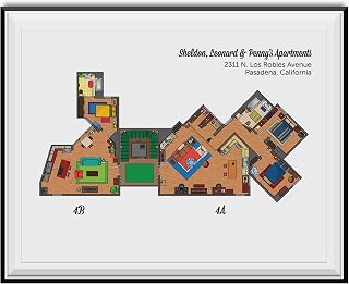 My Party Shirt Sheldon, Leonard & Penny's Apartments Floor Plan Poster 11 x 17