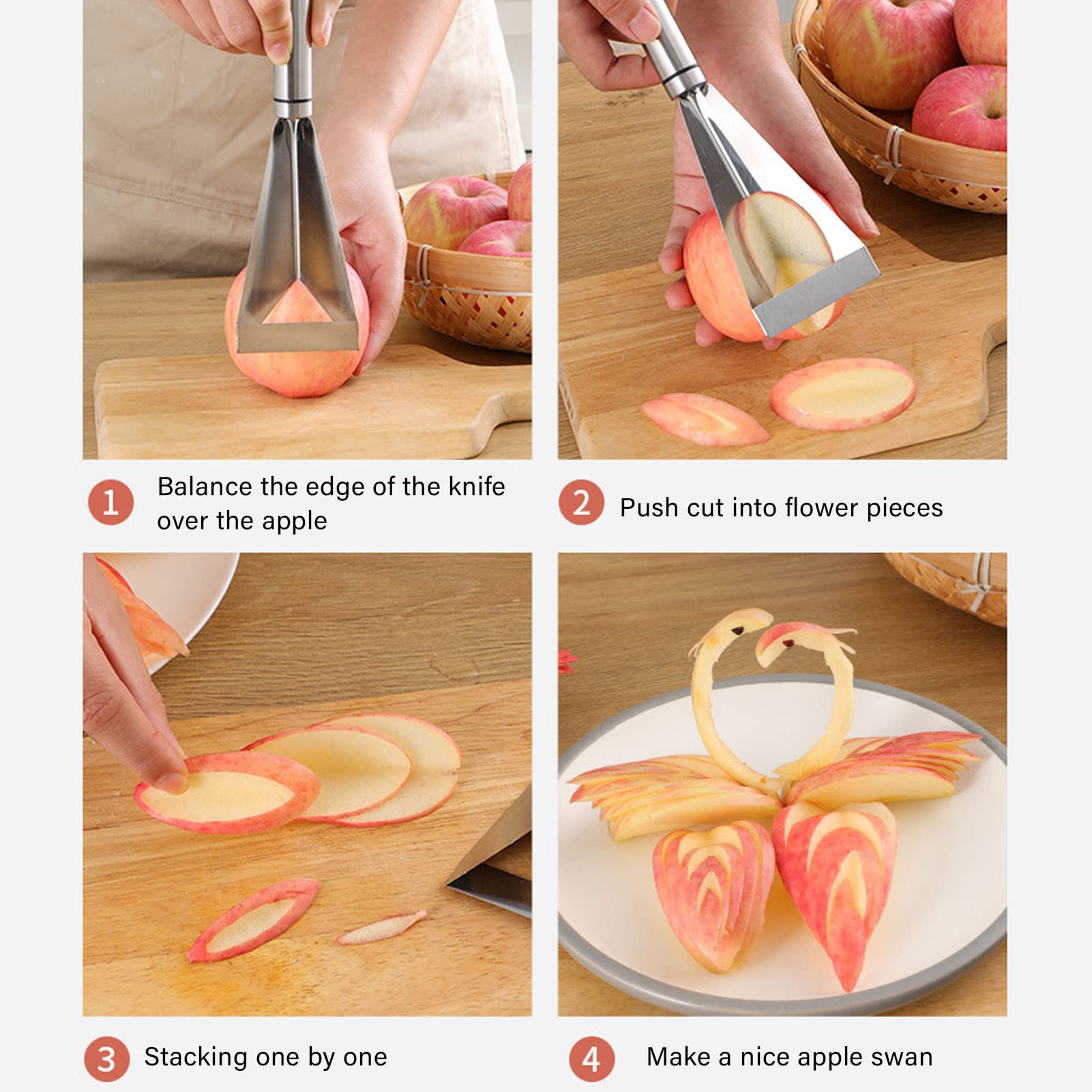 Fruit Carving Knife, Triangular Shape Stainless Steel Carved Fruit Fruit Carving Tools Set for Home Kitchen