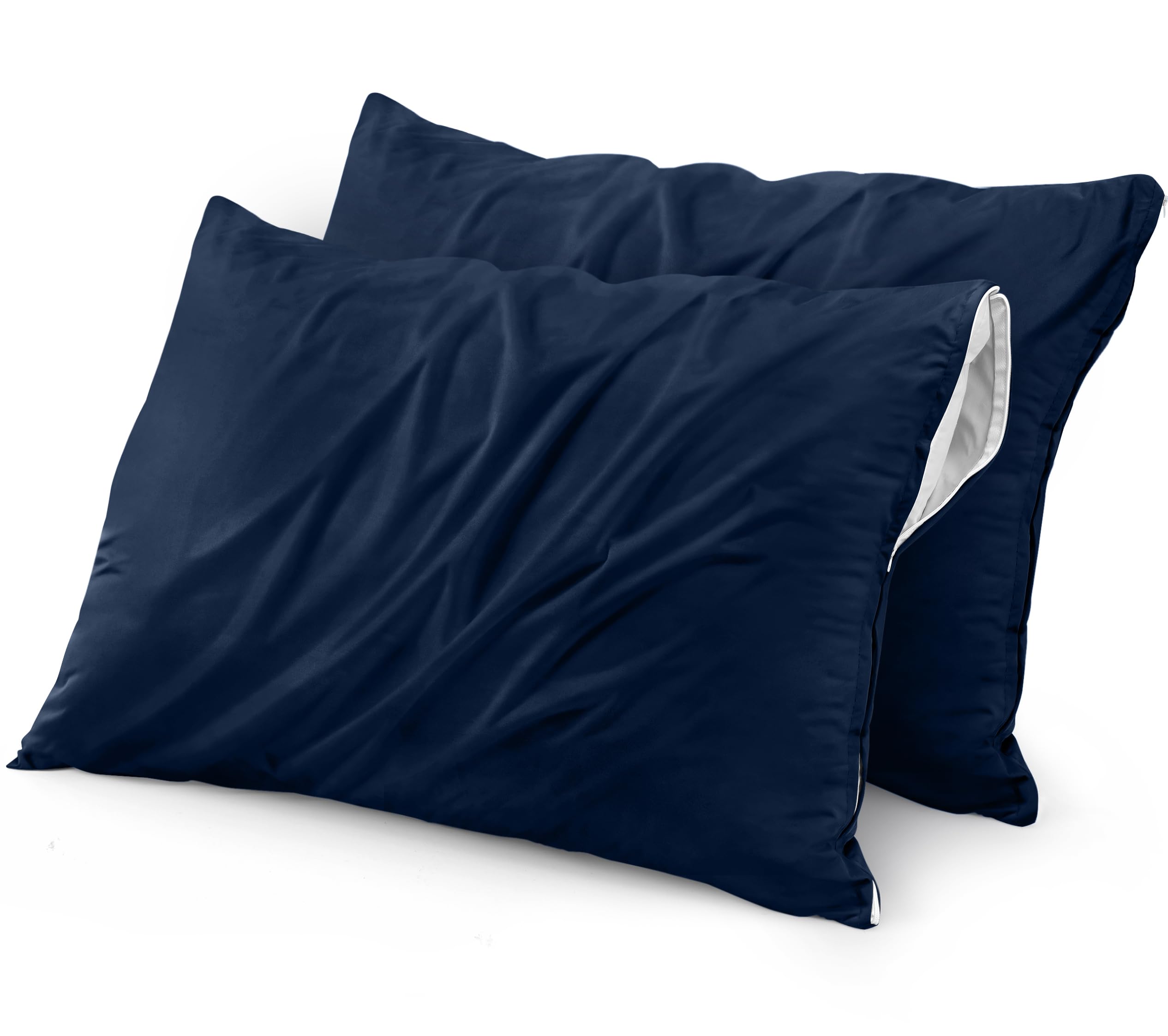 Utopia Bedding Waterproof Pillow Protector Zippered (2 Pack) King Navy