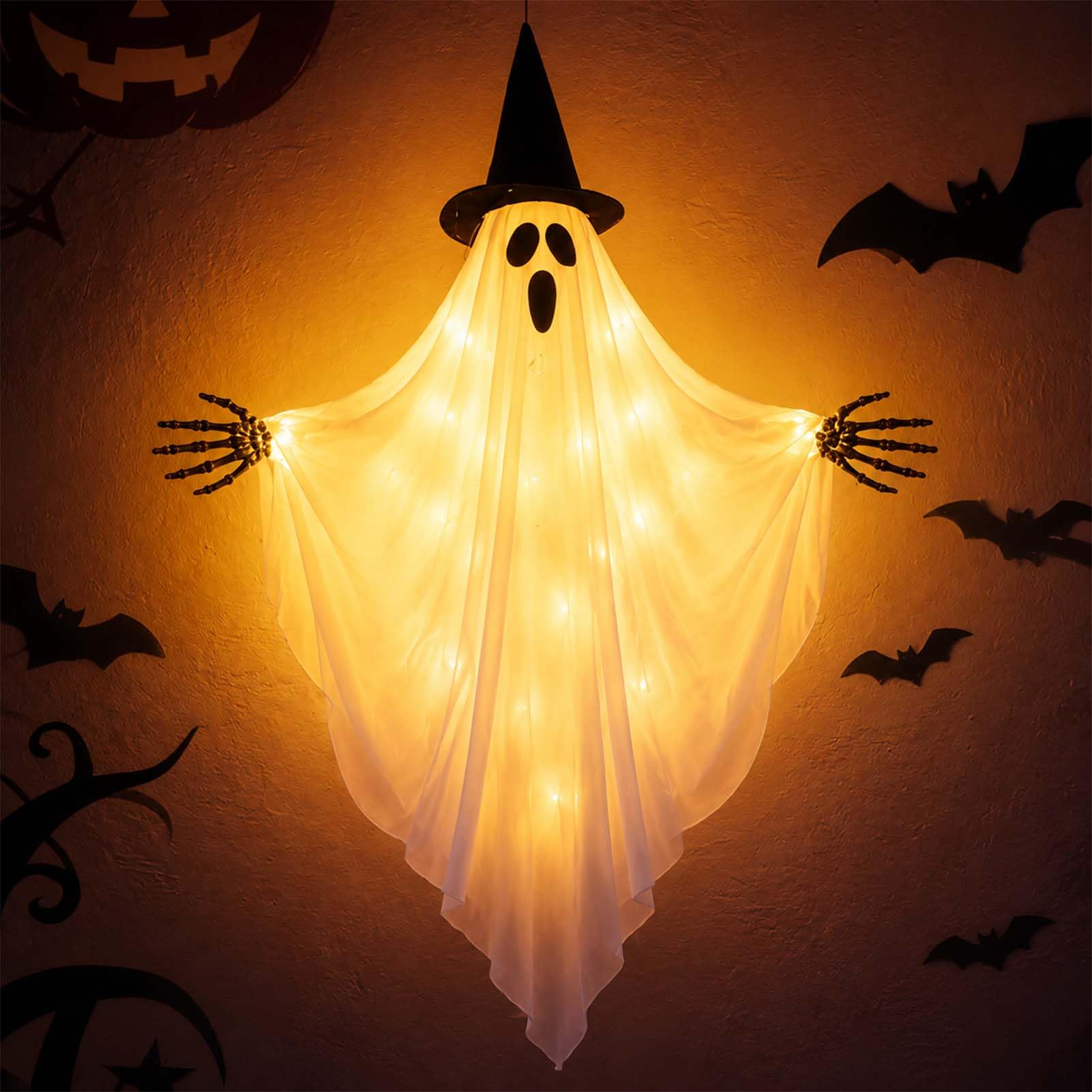 DTSXFTLY Halloween Hanging Ghost Decoration With Warm LED Lights Adjustable