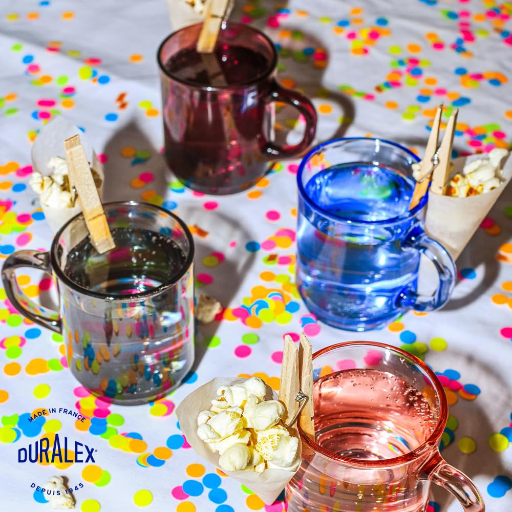 Duralex Set di 6 tazze impilabili in vetro temperato da 26 cl, resistenti tazze da cucina per caffè, tè, colazione, uso quotidiano, Set di tazze in vetro della collezione Versailles