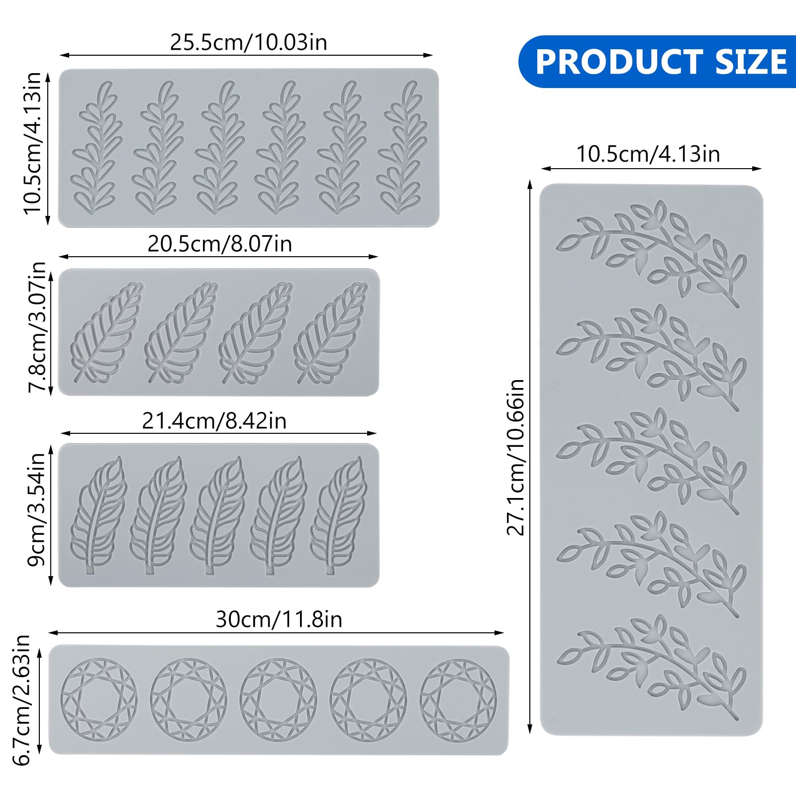 Stampo In Silicone 3D A Forma Di Foglia Cava Per Fondente E Pizzo, A Forma Di Foglie E Fiori, Per Decorare Torte, Cioccolato, Zucchero, Caramelle, Cupcake (E_19,6 X 9,7 X 0,3 Cm