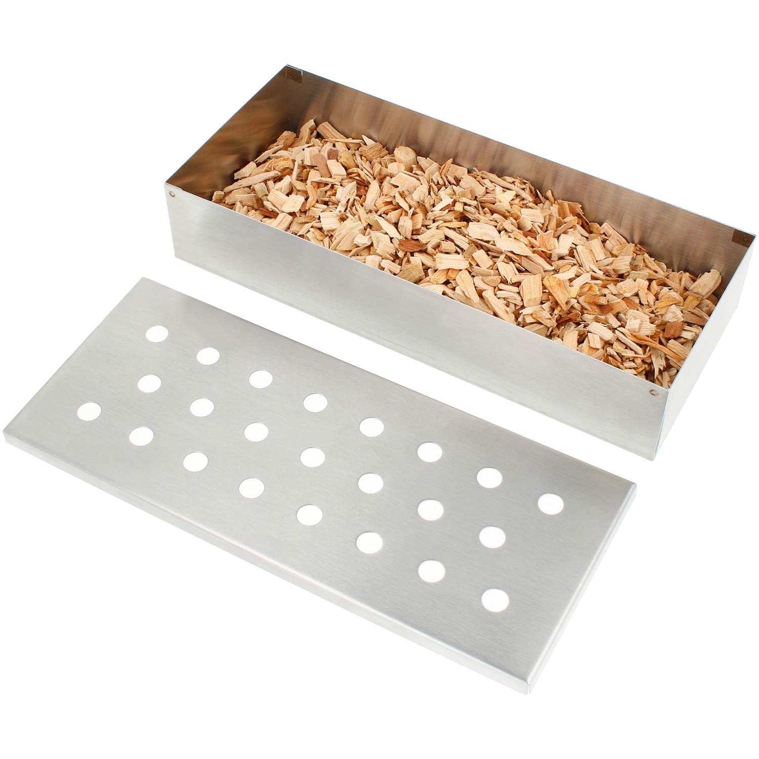 com-four® box per fumatori, grill a palla e gas - Smokerbox per grande aroma di fumo al BBQ - realizzato in acciaio inox