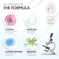 Vista 3 de Scalp Delivery AM/PM GHK-CU Peptide, suero para el crecimiento del cabello Bloqueador de DHT, tratamiento capilar con células madre con Redensyl +