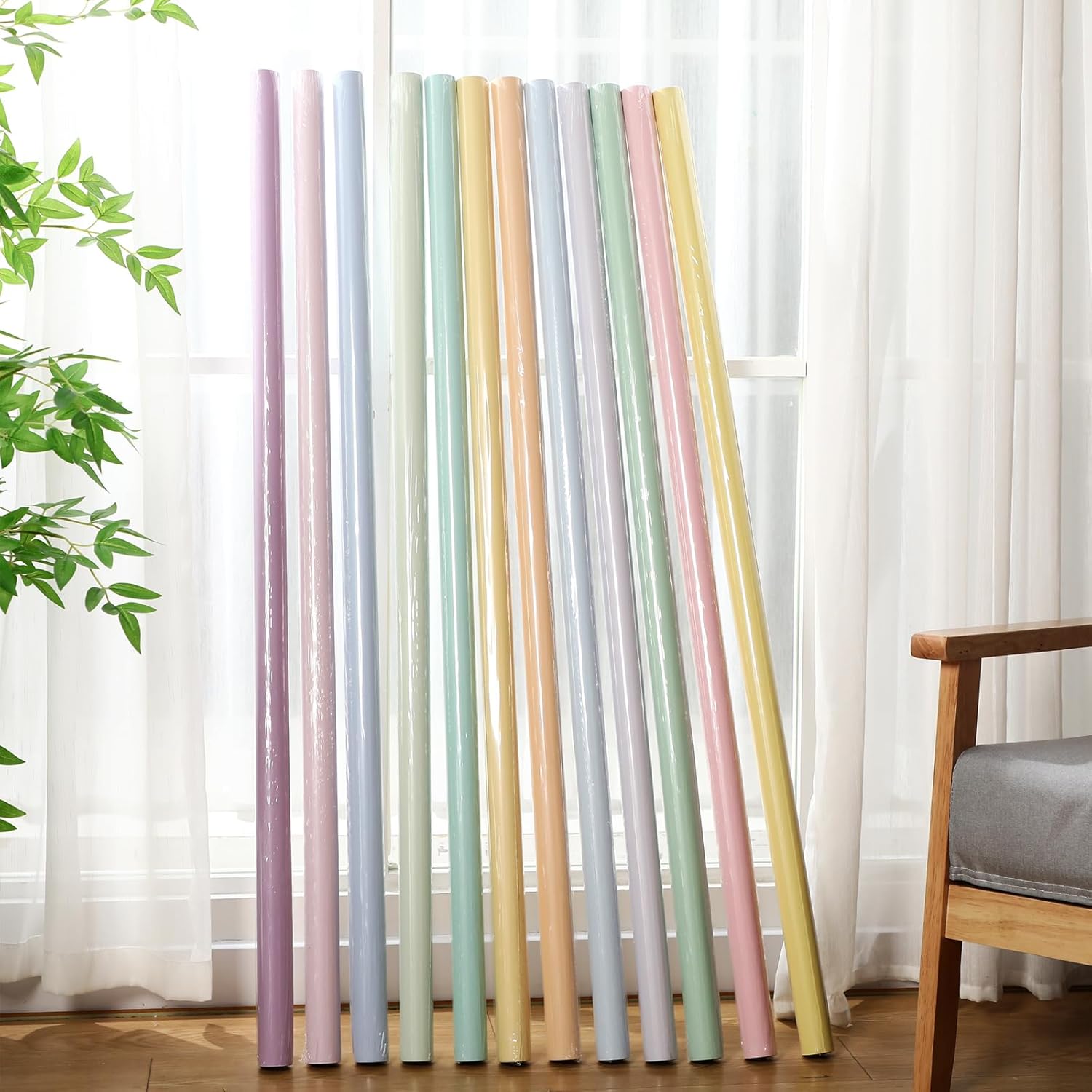 Skyygemm 12 Rolls 4 x 12 ft Colored Bulletin Board Paper Fade Resistant Bulletin Board Paper Roll Bulk for Christmas Art Decor Drawing Craft Painting(Pastel Color)