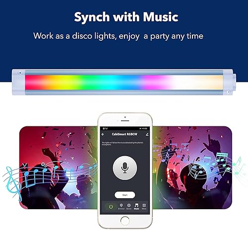 Miniatura 5 de Kit de iluminación para debajo del gabinete, luces regulables para debajo del mostrador, luz blanca y de color, barra LED inteligente funciona con