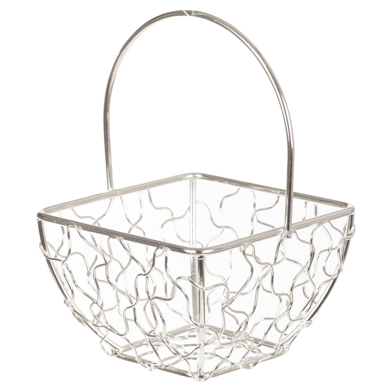 Urbnliving Square Silver Square Small Silver Wire Mesh Basket