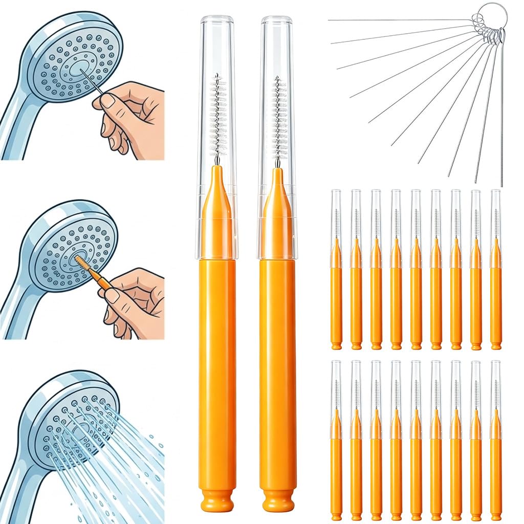HASTHIP® 20Pcs Shower Nozzle Cleaning Brush, Shower Head Cleaner Tool, Included 10Pcs Brush & 10Pcs Picks, Mini Gap Cleaning Brush, with Picks Brushes for Shower Nozzle, Cleaning-image-20