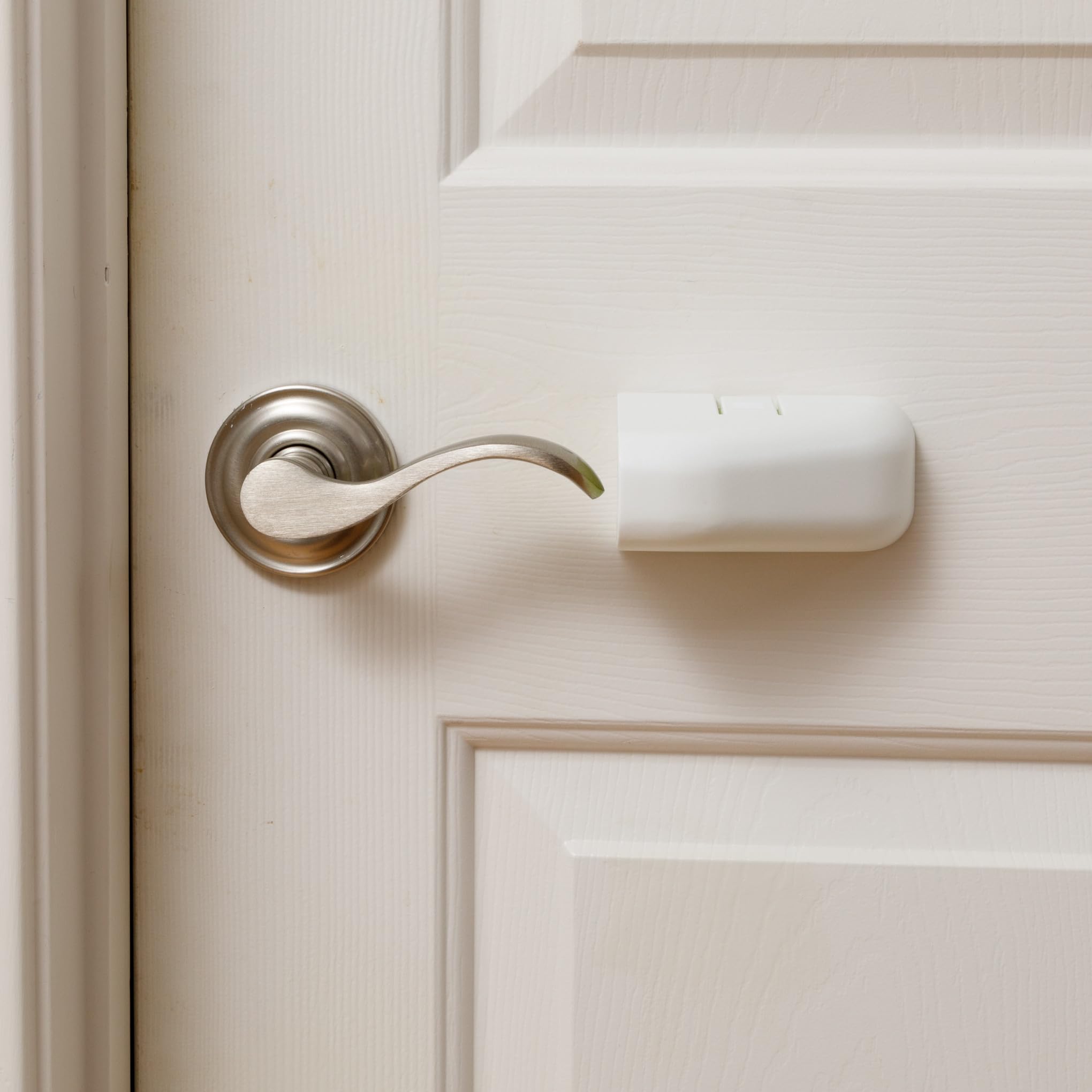 Qdos Safety Lever Handle Locks | 2 Pack | Door Lever Lock - Child Proof Double Action Lock - No Awkward Arm Rotation - Compatible With All Types of Lever Handles - Simple Installation with 3M Adhesive