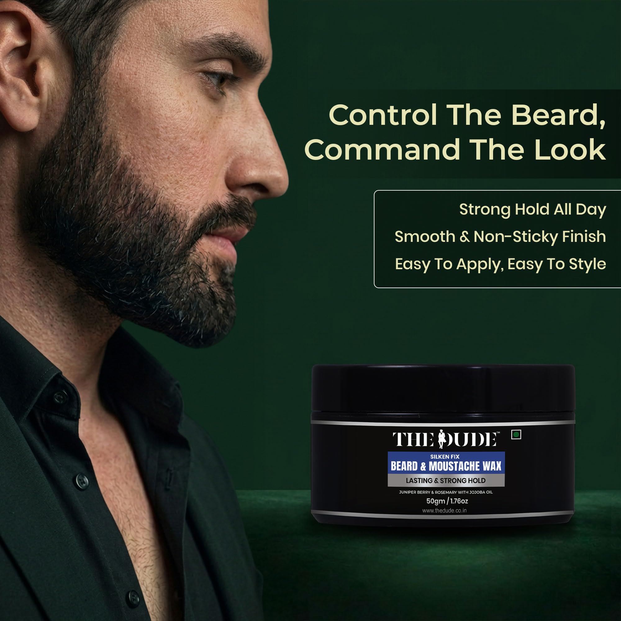 THE DUDE Silken Fix Beard & Moustache Wax for Men - 50 gm | Strong Natural Hold | Styles Beard Without Stiffness | Tames Unruly & Flyaway Beard Hair 4