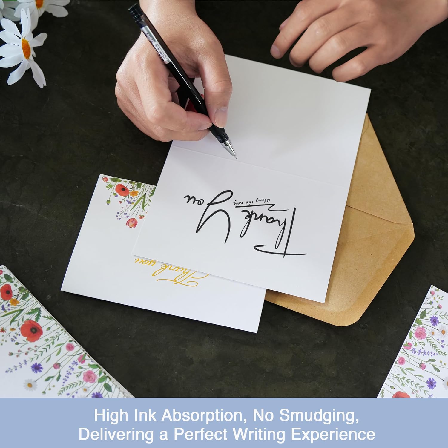 24 Pack Wildflower Thank You Cards With Envelopes Set (4"x6") - Elegant Gold Foil Thank You Notes With Adhesive Envelopes & Matching Stickers for Wedding, Bridal Showers, Baby Showers, Birthday, All Occasion - Image 7