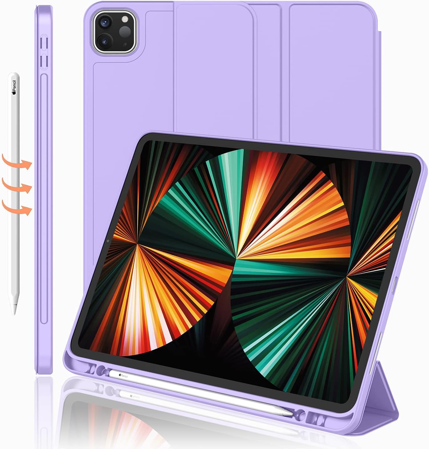 iMieet iPad Pro 12.9 Inch Case 2022/2021/2020/2018 (6th/5th/4th/3rd Gen) with Pencil Holder [Support iPad 2nd Pencil Charging],Trifold Stand Smart Case with Soft TPU Back,Auto Wake/Sleep(Matcha Green) — Amazon image 12