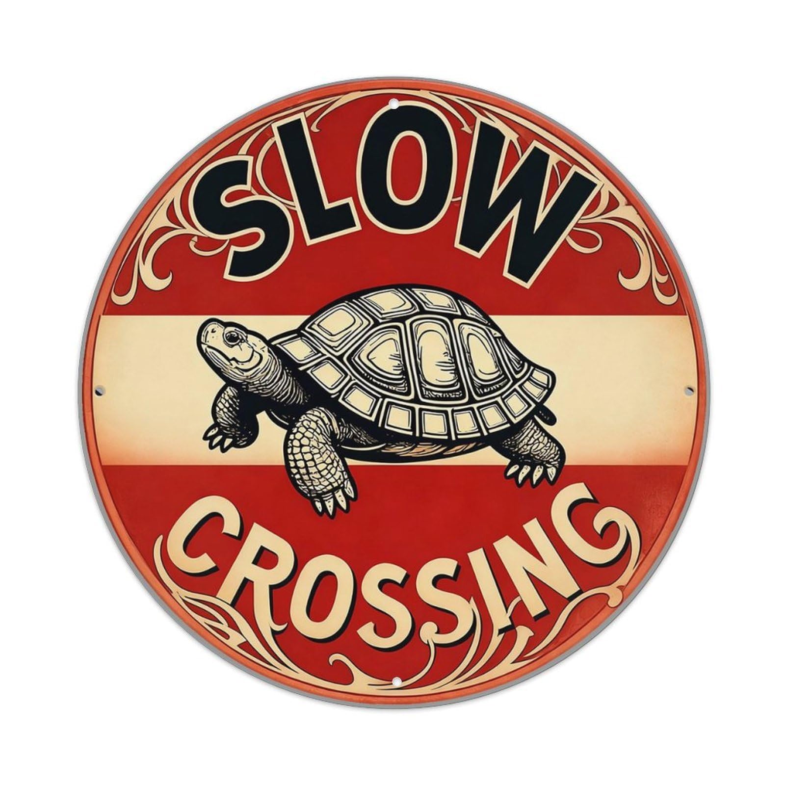 Slow Crossing Turtle Sign Design Tin Sign Metal Poster Vintage Metal Signs for Home Man Cave Bar Cafe Kitchen laundry room Wall Decorations 8x8 inches