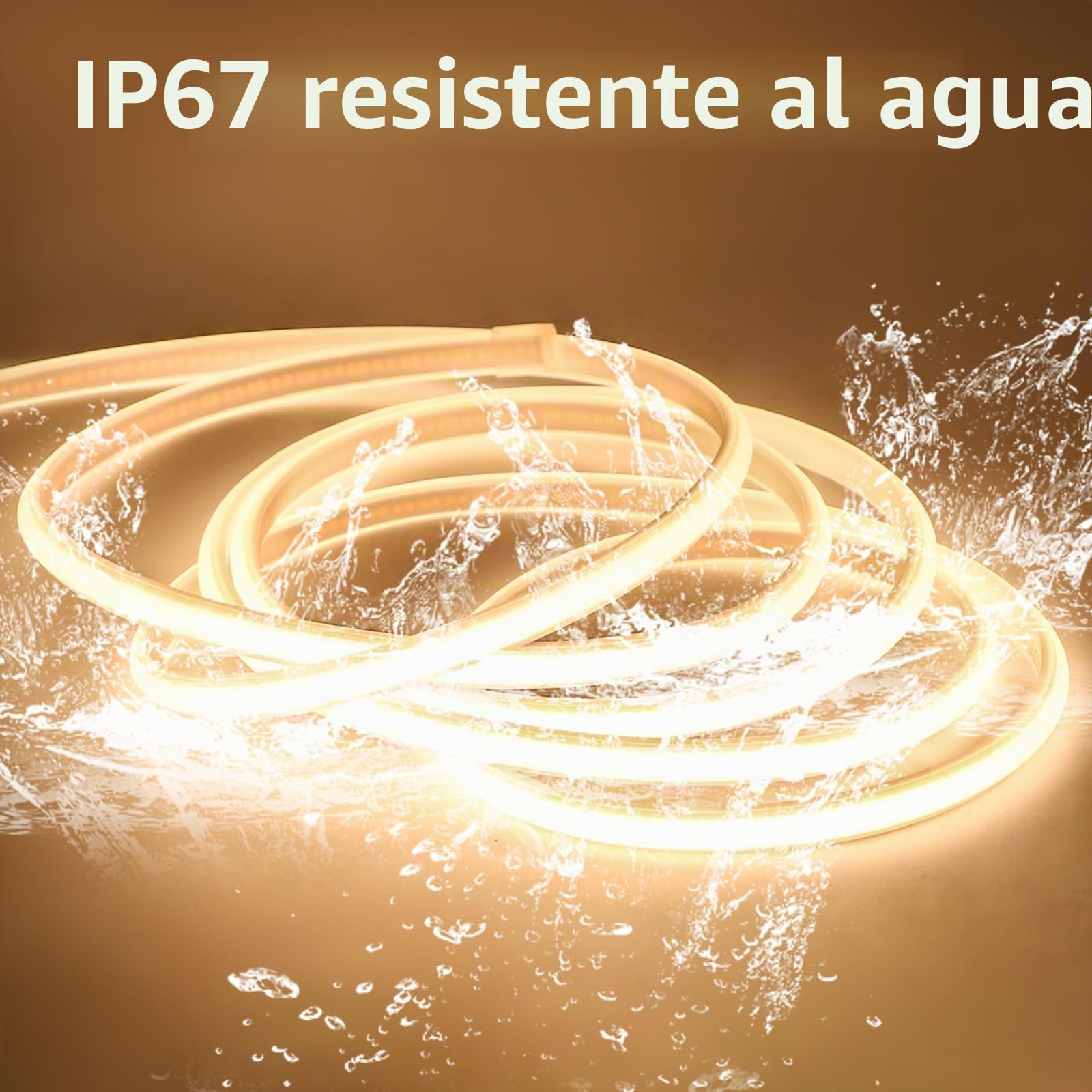 pcning Tira LED Impermeable Directa 220V 5M Blanco Calido 3000 K, Tiras led con Enchufe e Interruptor 5 Metros IP67 Waterproof (Blanco Calido, 5M)