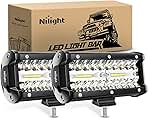 Nilight 18022C-B 6.5Inch 2PCS 6.5 Inch 120W Spot & Flood Combo Bar Driving Waterproof Led Work Light Triple Rows Off-Road Truck Car ATV SUV Jeep Cabin Boat, 2 Years Warranty