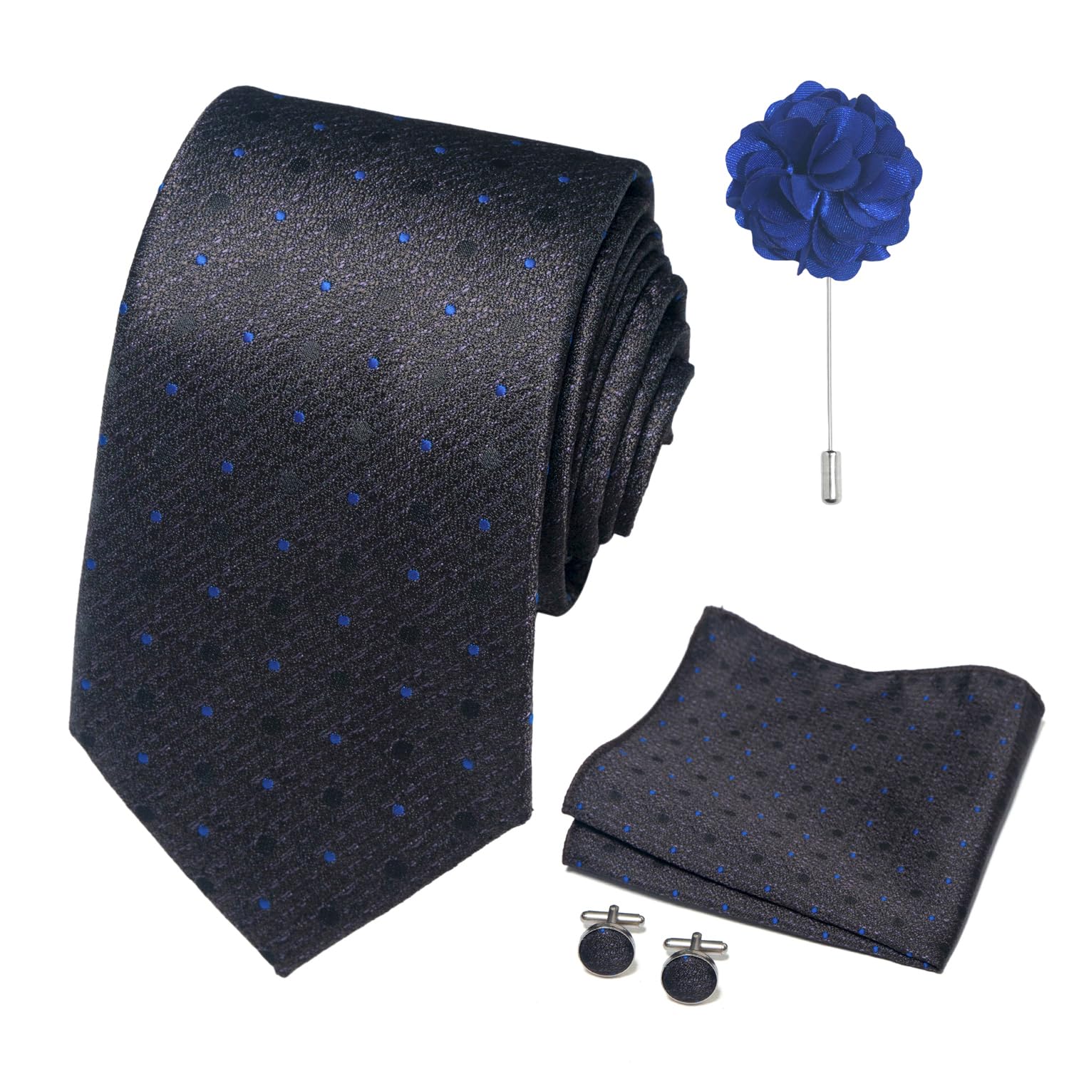 joy alice 70 Colors Ties Set Men Mixed Color Necktie Handkerchief Cufflinks Brooch 3.15 Formal