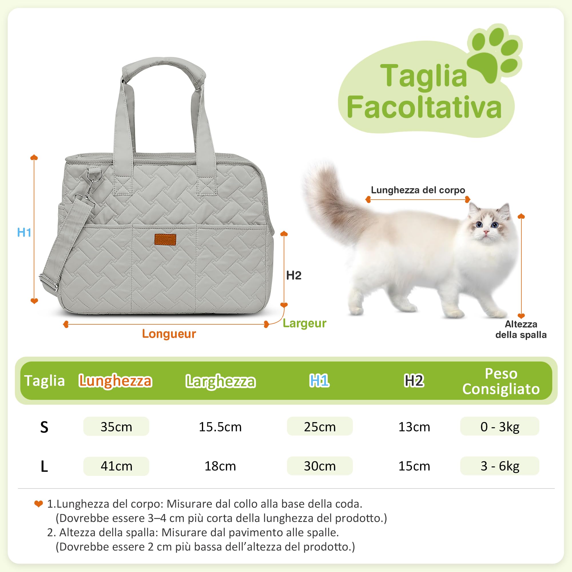 ALLSOPETS Trasportino per Gatti, Borsa Trasportino per Cani Piccoli, Tracolla Pieghevole in Tessuto Traspirante, Borsa Morbida da Viaggio con Tasche per Animali Domestici (Grigio Stellato, L)