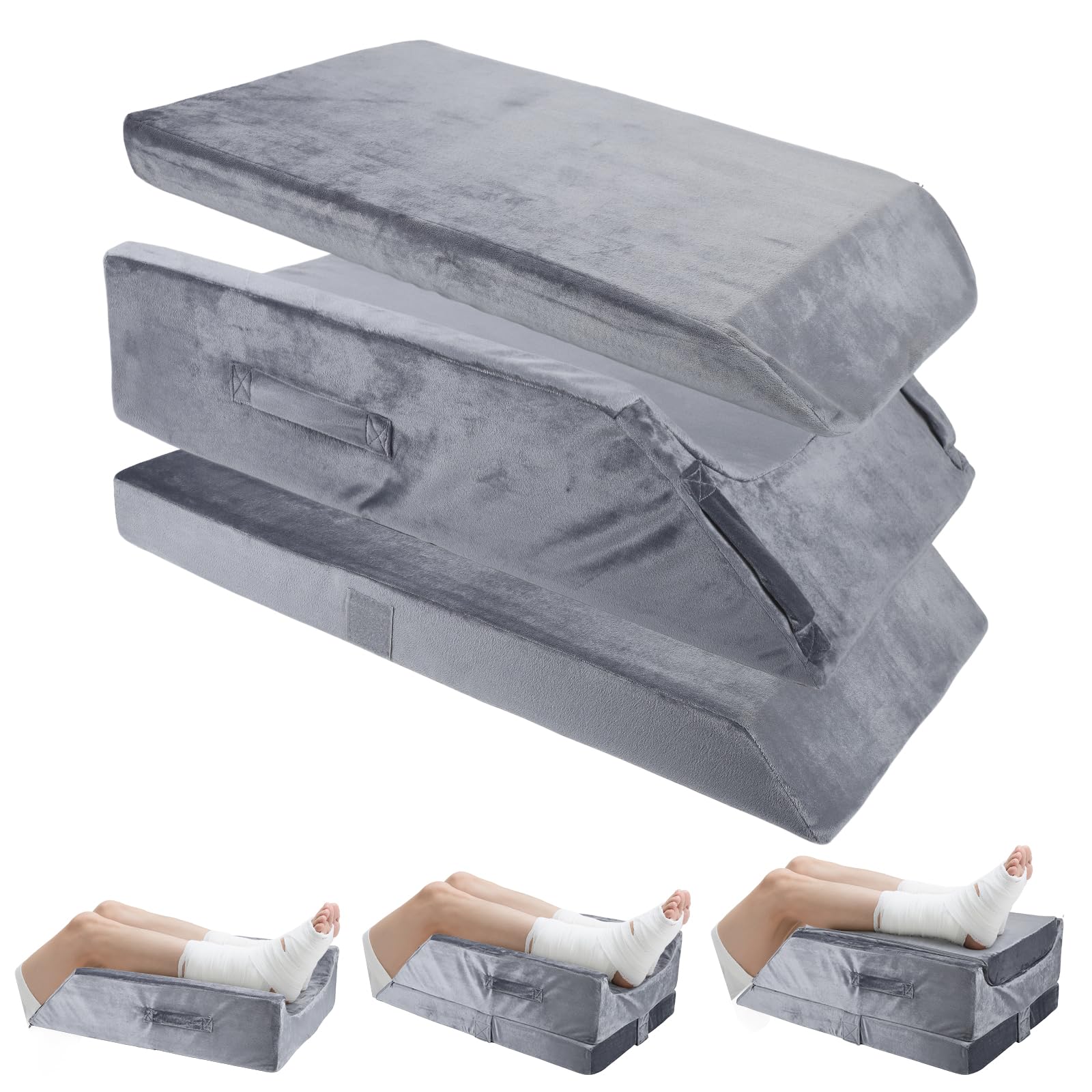 Cuscino per le gambe regolabile con 3 impostazioni di altezza, cuscino ergonomico in memory foam per il recupero post-operatorio e il sonno, Migliora la Circolazione, Riduce Gonfiori e Varici