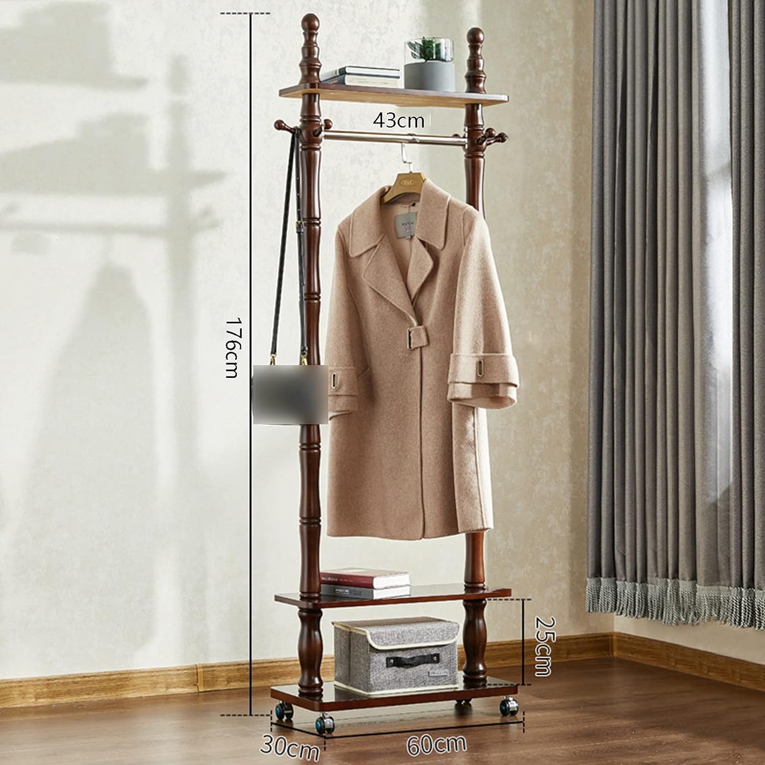LXBAMKEA Coat Rack Stand Clothes Rack Stand, Movable Organzier, Lower Double Tier