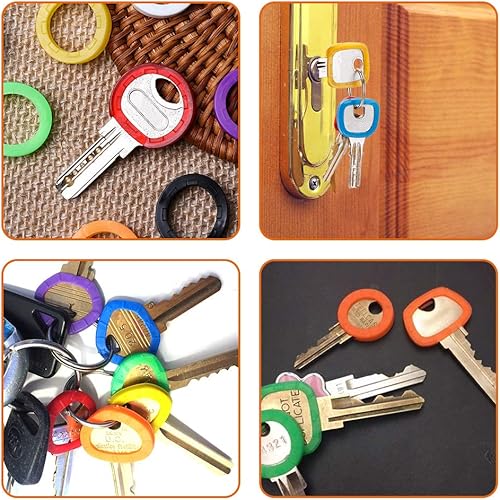 Miniatura 7 de 30 tapas de silicona para llaves, anillos de codificación de identificación de llave de plástico, colores surtidos