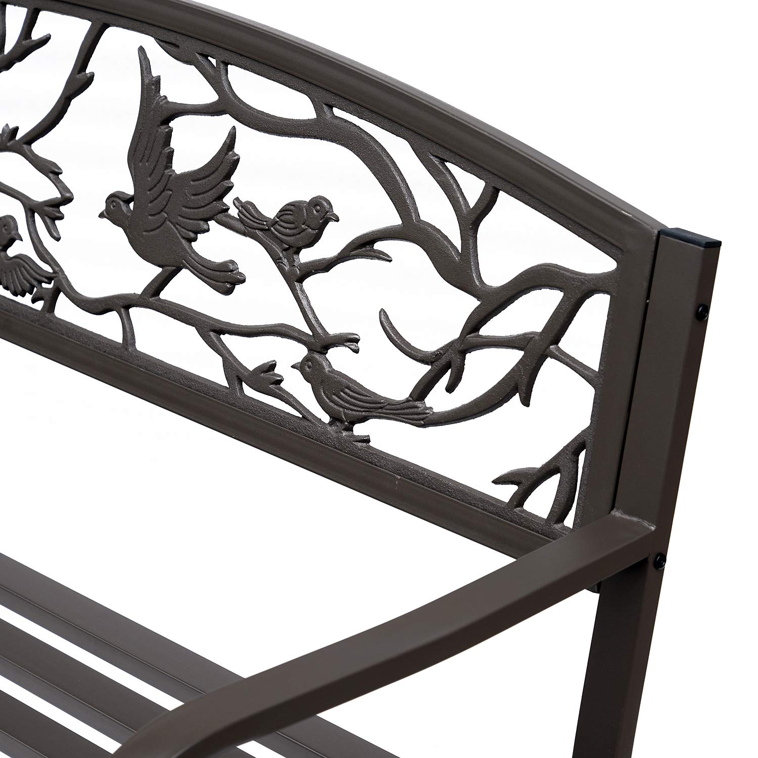 Outsunny Banc de Jardin 3 Places Banc extérieur Jardin Style Rural Chic pour Balcon terrasse Patio 127 x 60 x 85 cm métal époxy anticorrosion Brun