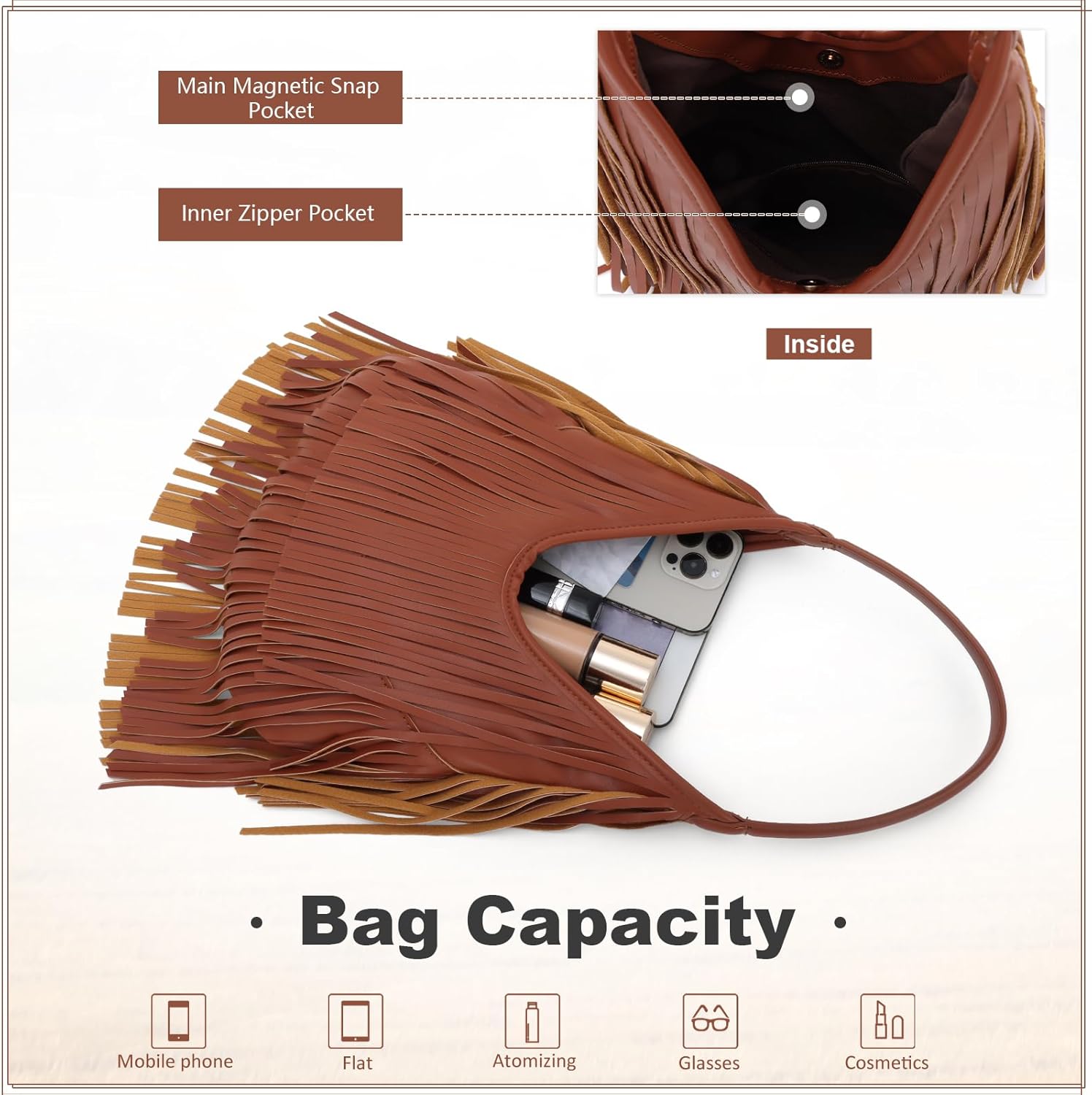 Fringe Hobo Purses for Women Vintage Black Fringe Shoulder Bag Western Tassel Handbags - Image 6