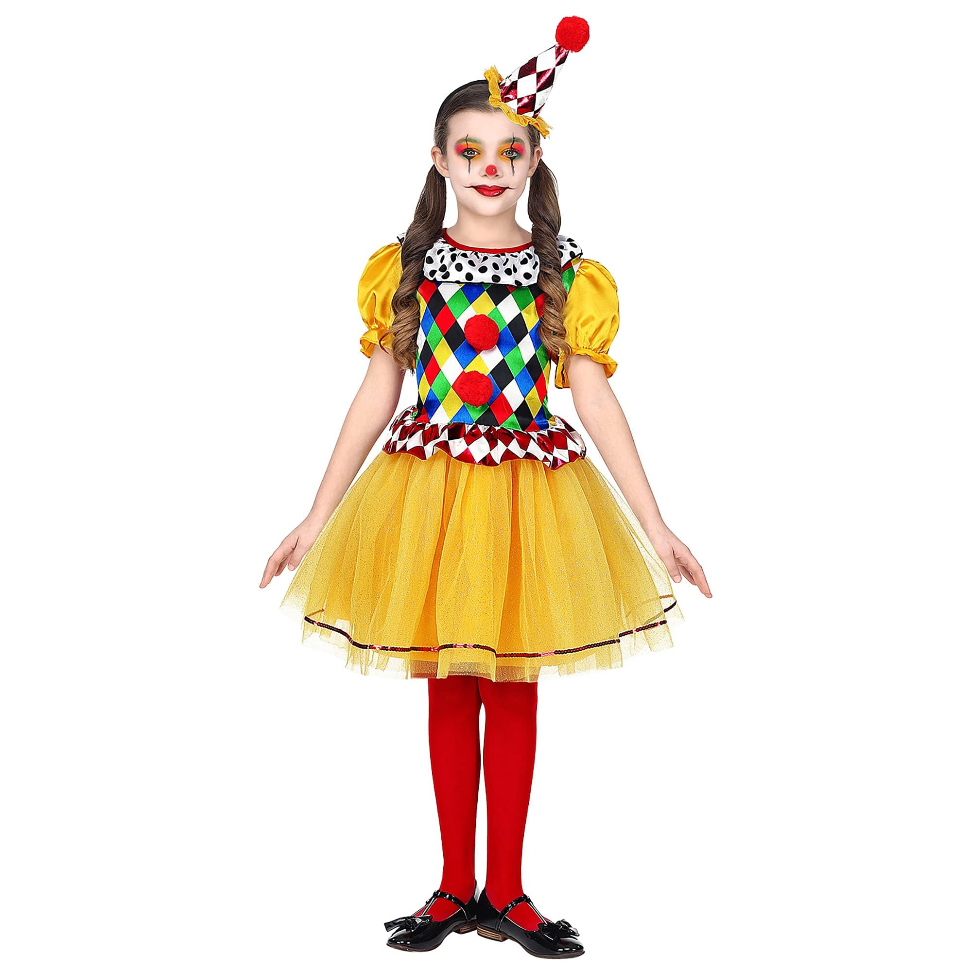 W WIDMANN MILANO Party Fashion - Kinderkostüm Clown, Kleid mit Tutu, Minihut, Zirkus, Fasching