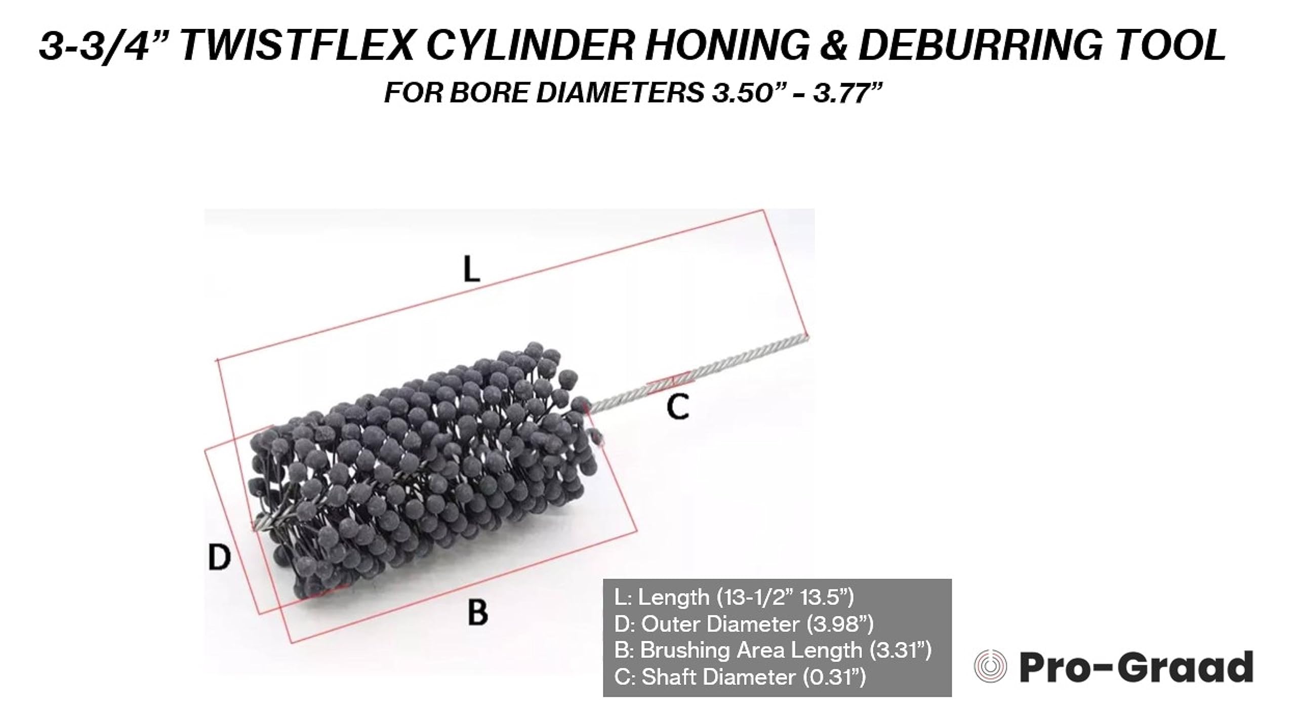 TwistFlex 240SC 9,5 cm ostrzałka cylindryczna | 9,5 cm elastyczny cylinder narzędzie do honowania i usuwania zadziorów | szczotka do wiercenia otworów o średnicy 8,9 cm - 9,6 cm | węglik