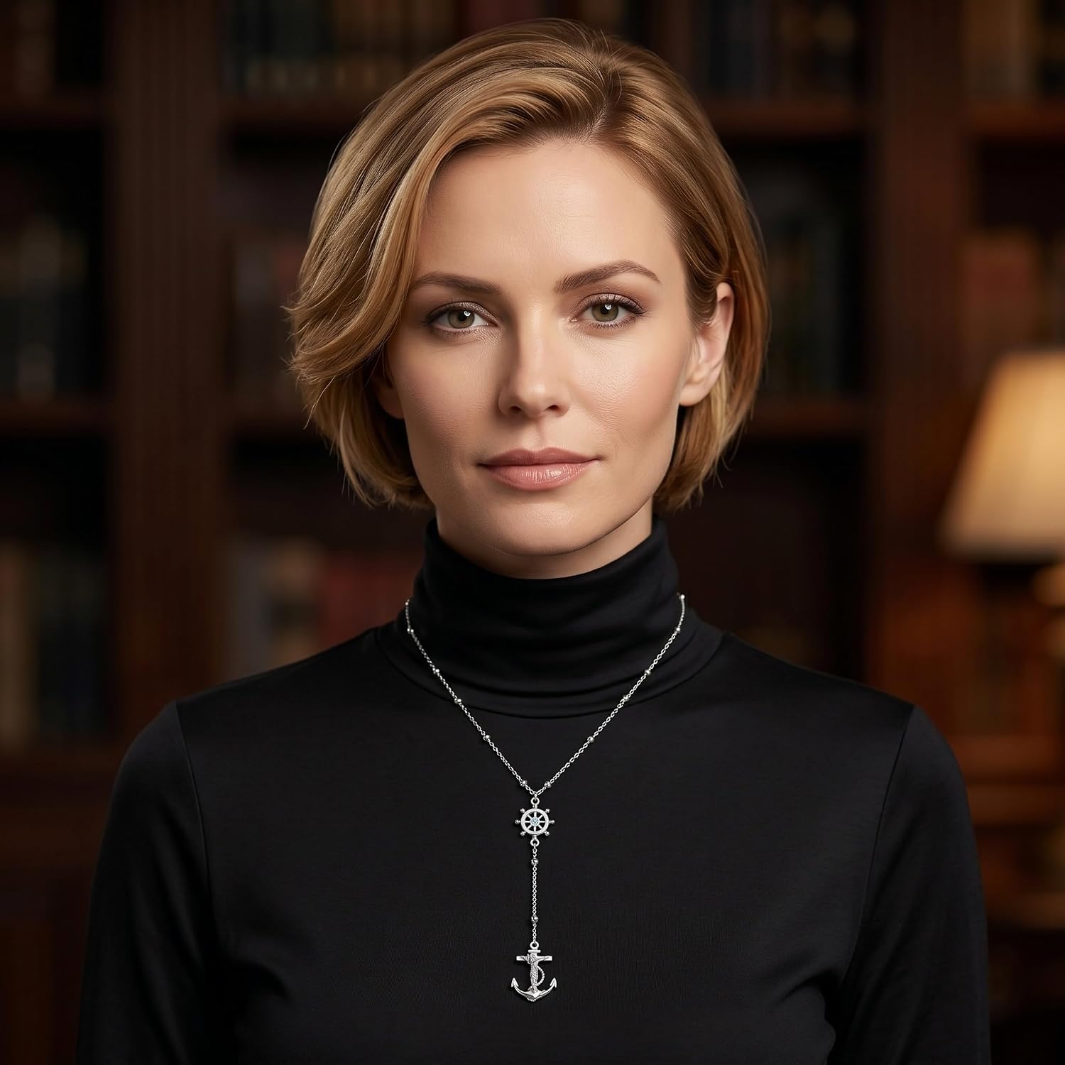Anchor Necklace Jesus Cross Necklace Y Chain Ocean Nautical Anchor Jewelry Gifts for Women Men Religious Faith