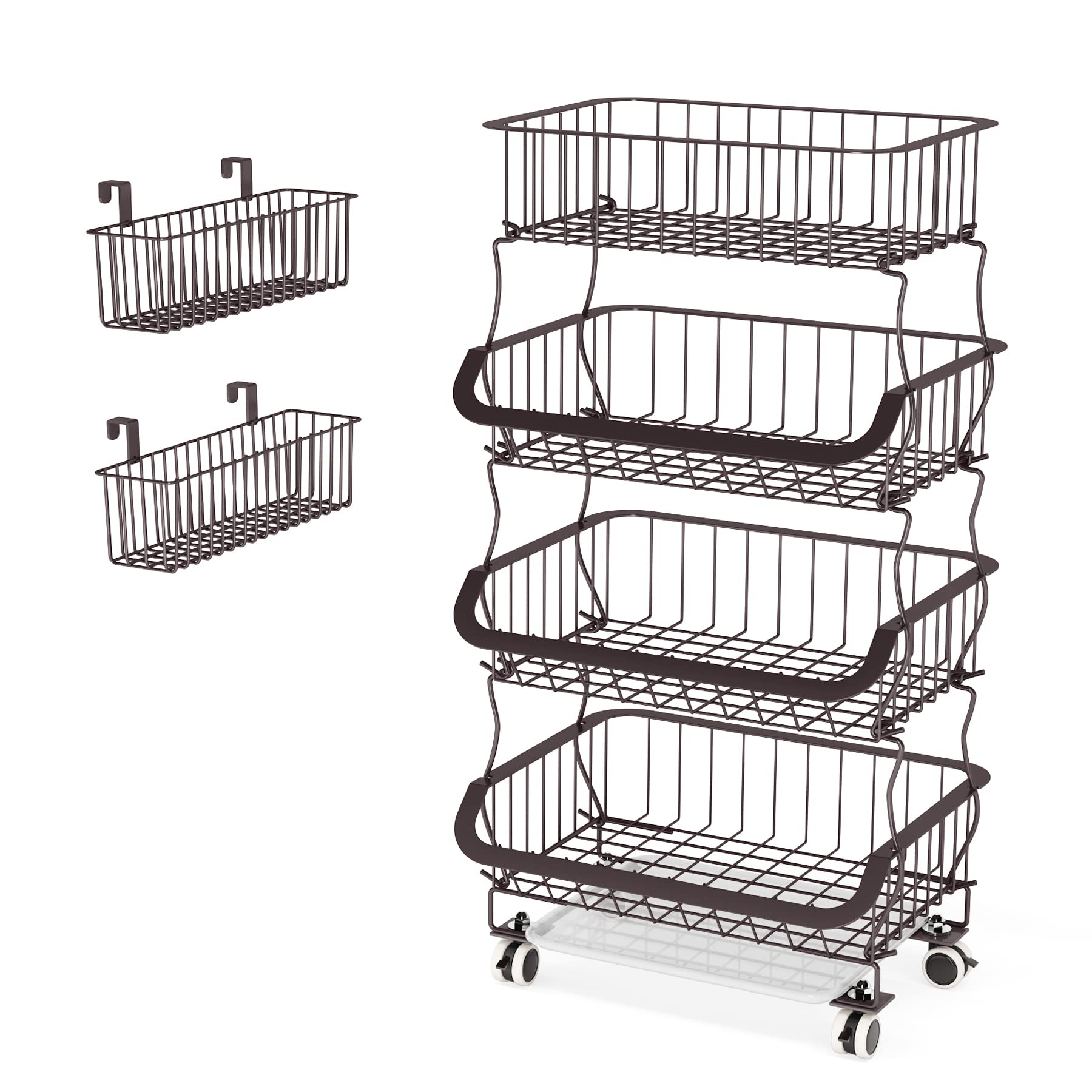 1Easylife Fruit Basket, Stackable 4 Tier 