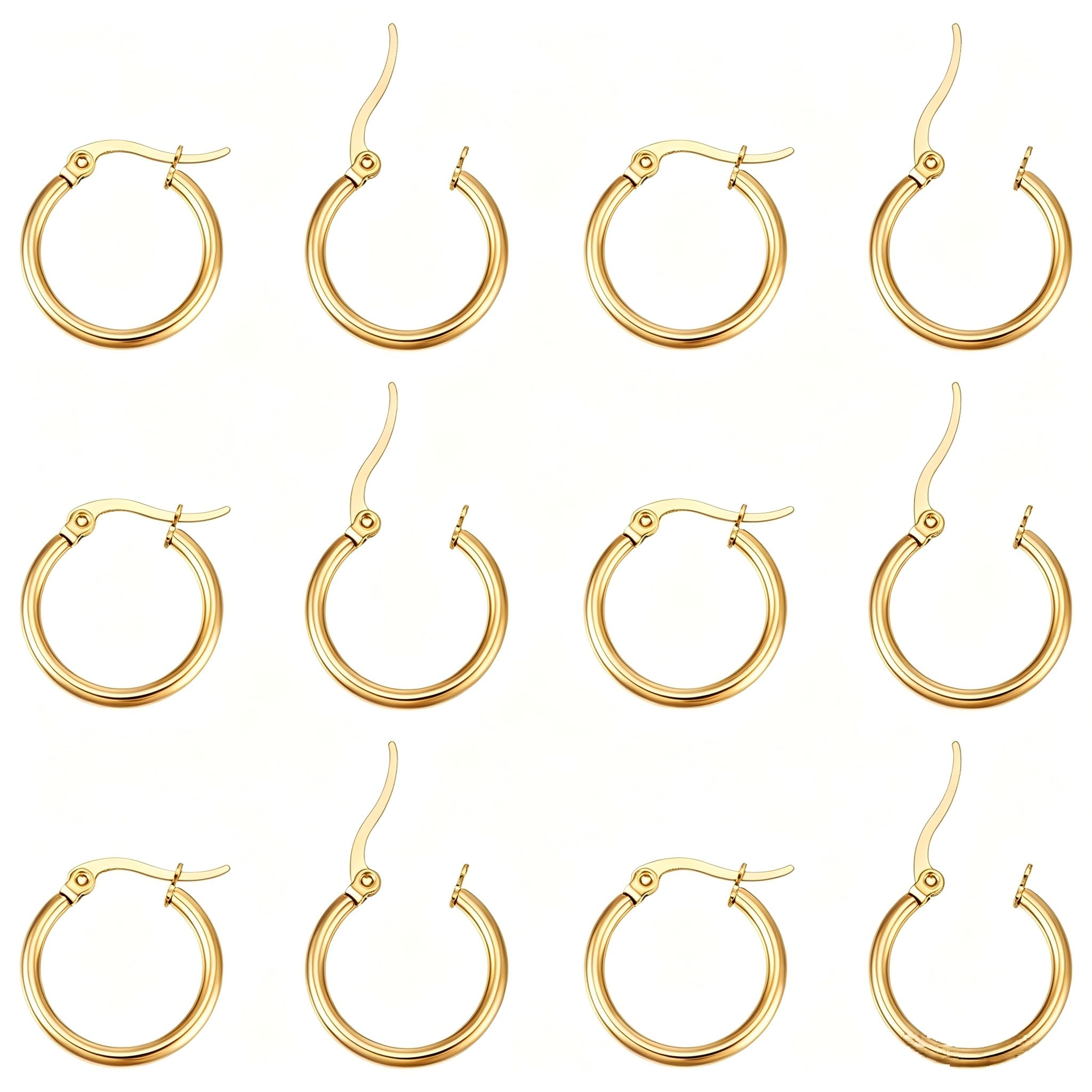 UNICRAFTALE about 12 Pairs Stainless Steel Huggie Hoop Earrings Cartilage Ear Cuff Gold Tiny Hoop Earring Mini Hoop Earrings Hugging Hoop Earrings Sleeper Earwires Components for DIY Earring Making — image 1