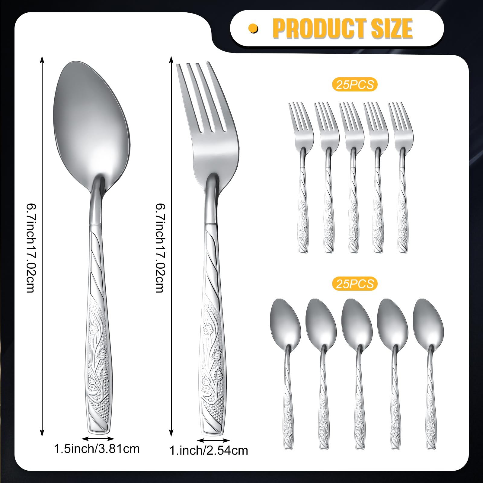 50 Pcs Forks and Spoons Silverware Set Stainless Steel Flatware Cutlery Set Heavy Duty Metal Spoons and Forks for Kitchen Utensil Dinner Restaurant Home, Mirror Polished, Dishwasher Safe(Flower)