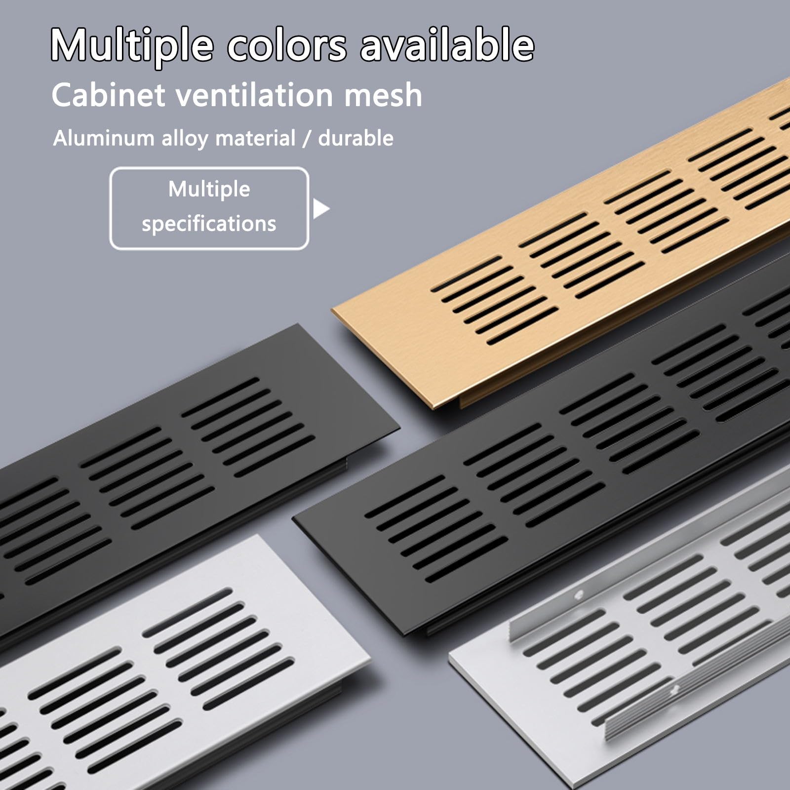 4 Pezzi Griglie Di Ventilazione Per Armadietti, Griglia Aerazione, Griglia Aerazione Rettangolare, 80x300mm, Per Porte O Armadi, Mobili, Cucina E Frigorifero(Nero,100 * 600)