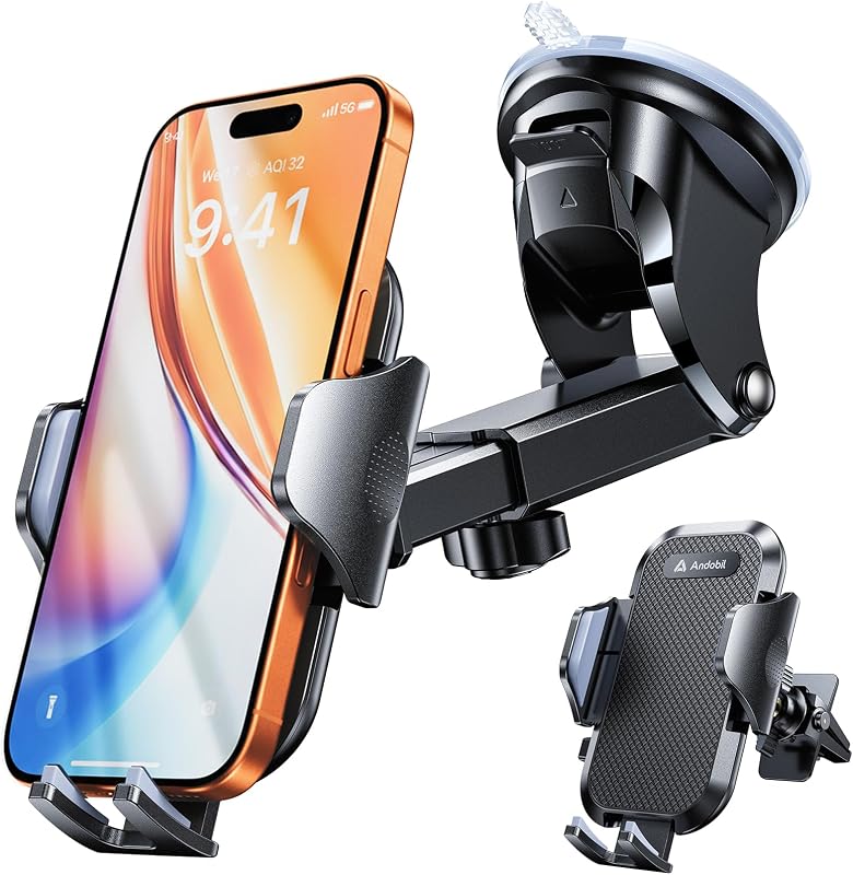 Military-Grade Phone Holders for Your Car 【89+ LBS Strongest Suction & Metal Clip】 2026 Ultimate Car Phone Holder, Dashboard Windshield Vent Cell Phone Car Mount for iPhone Sumsung Android