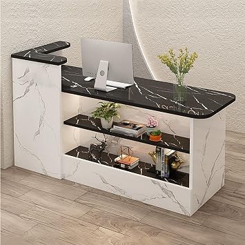 Reception Desk, Reception Counter Front Desk, Open Retail Counter, Modern Checkout Counter Table, Reception Room Table with Lockable Drawer, for Salons Shop OfficeBlack B,100x55x100cm