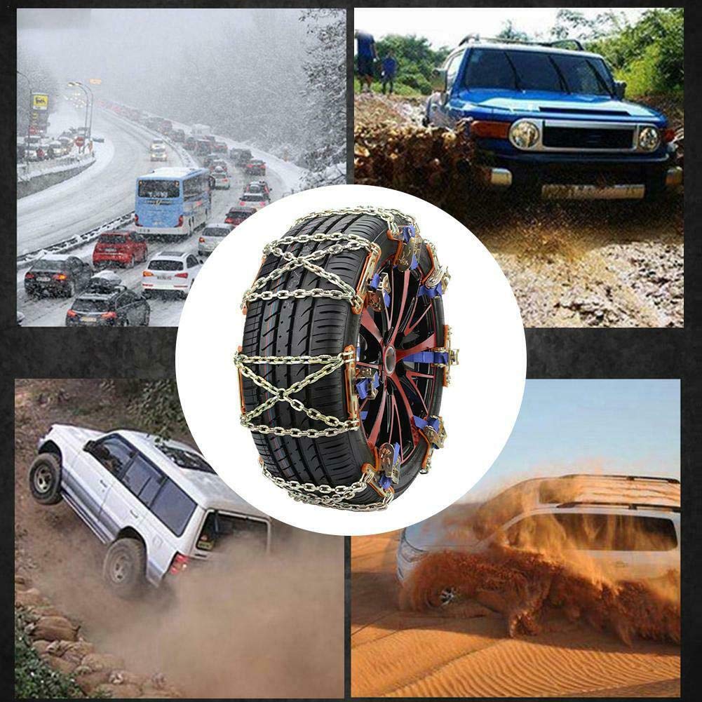Riloer Catene da neve per auto, catena da neve per pneumatici auto, catena antiscivolo per camion leggeri SUV ATV inverno universale pneumatici catene di sicurezza adatte per strada ghiacciata,