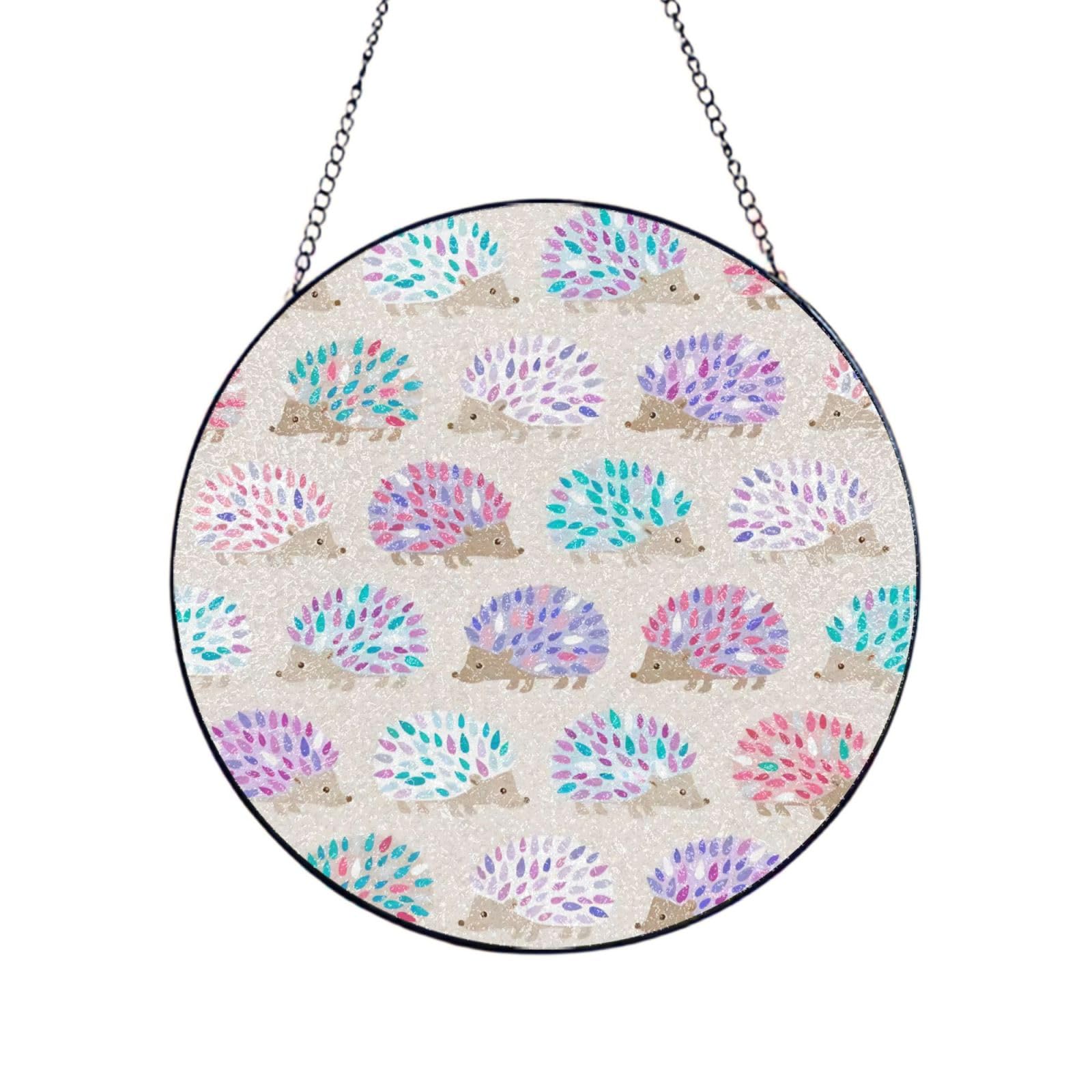 Phayah Hedgehog Polkadot Print Glass Window Hanging Sun Catchers Suncatcher Decor For Birthday For Home Garden Porch 4in（10cm）
