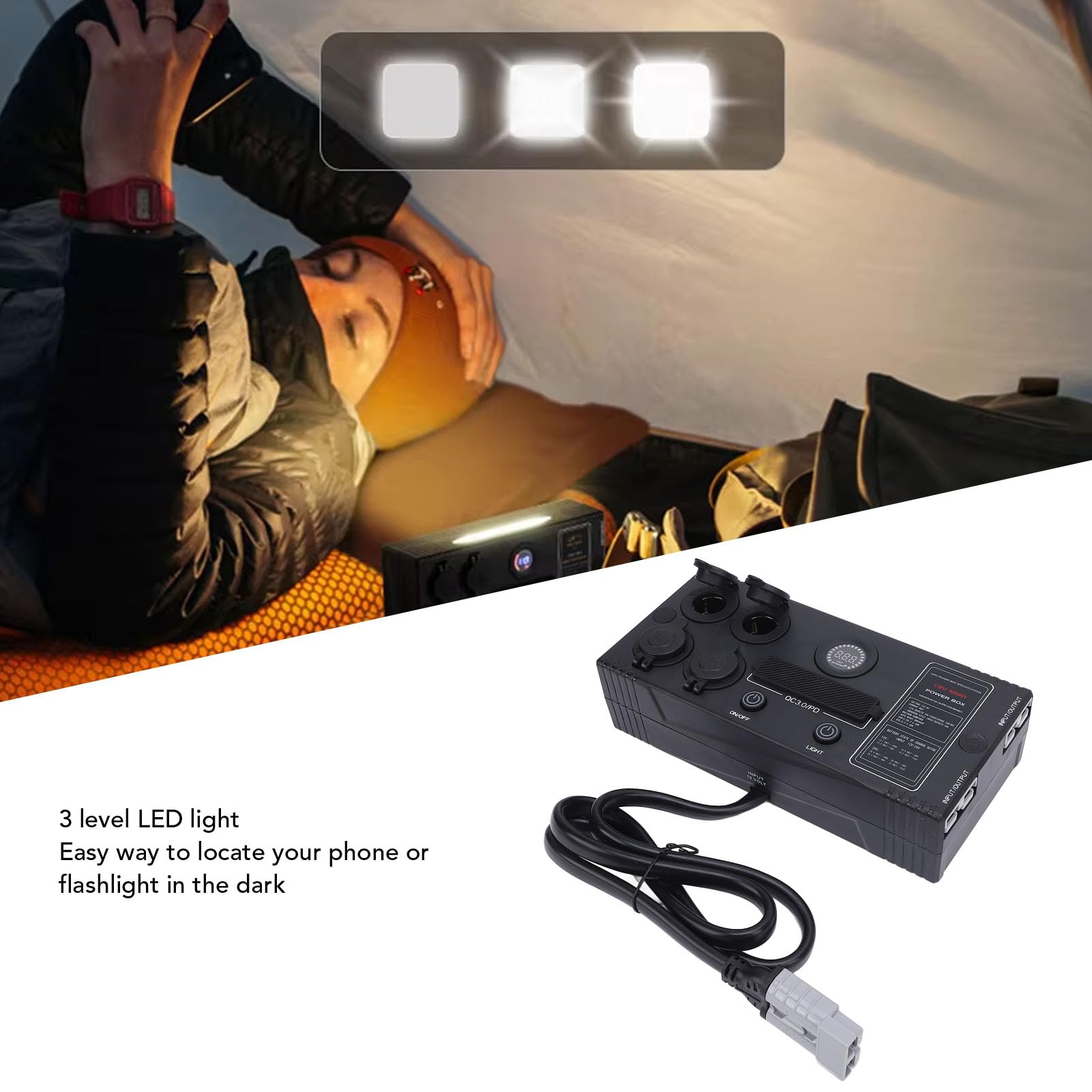 Keenso Mini Zasilacz 12 V, Przenośny Koncentrator Sterujący z 6 Portami USB, 4 Gniazdami Zapalniczki do Przygód na Kempingu