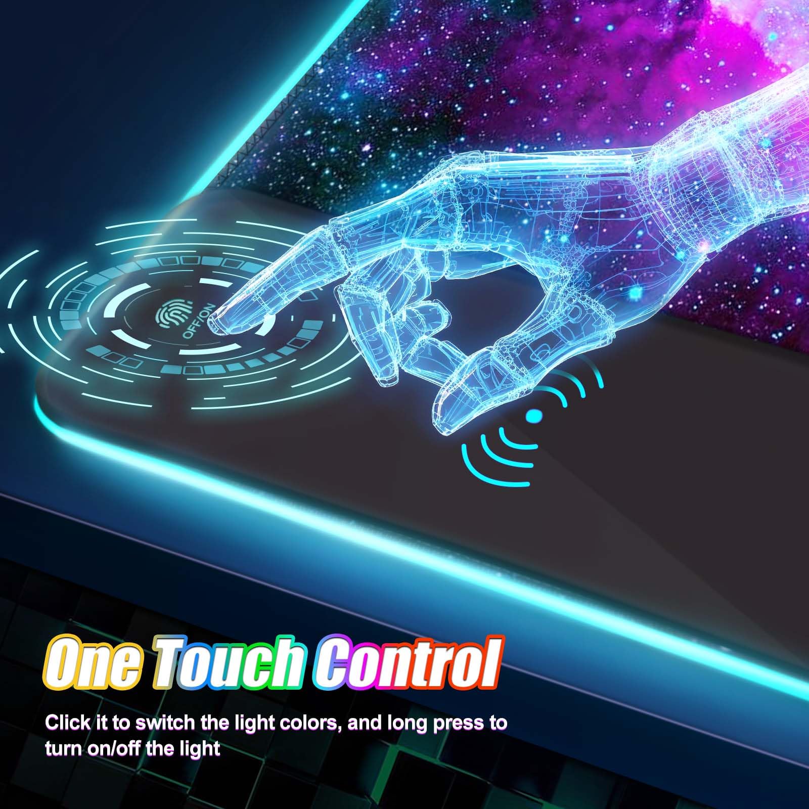 ToLuLu Wireless Charging RGB Gaming Mouse Pad, 15W LED Mouse Mat with 30W Charger, 14 Light Modes Large Mousepad with Wrist Support, Non-Slip Rubber Base Desk Mat Computer Keyboard Pad, Galaxy Nebula