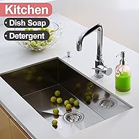 Vista 4 de Dispensador de Jabón de 16OZ con Bomba de Acero Inoxidable 304, Dispensador de Jabón Recargable de Vidrio Transparente con Rayas de Moda